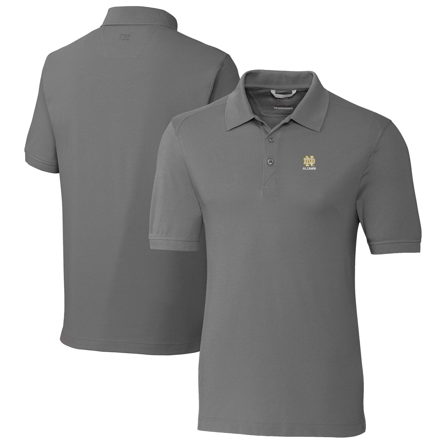 Men's Cutter & Buck Gray Notre Dame Fighting Irish Alumni Logo Advantage Tri-Blend Pique Polo