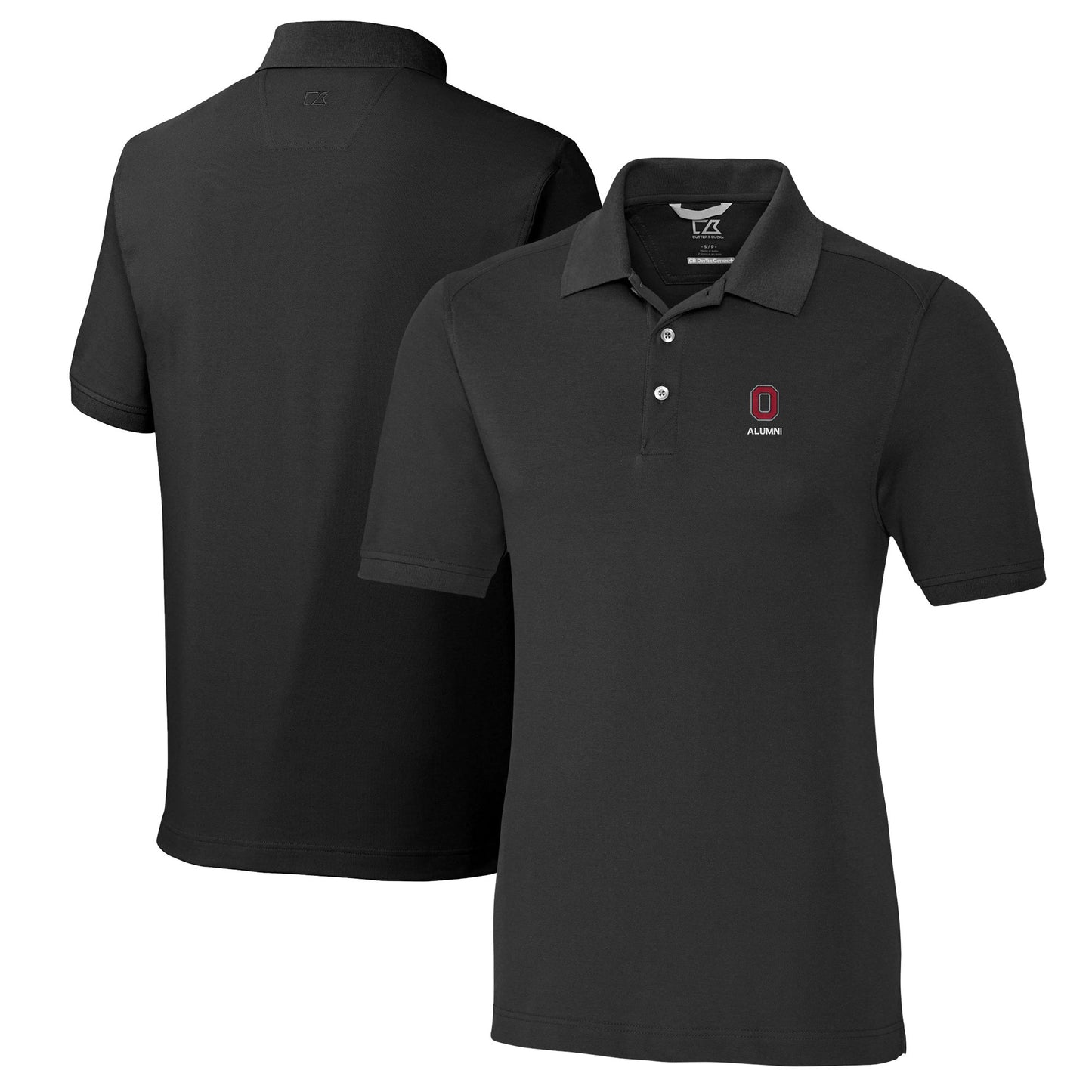 Men's Cutter & Buck Black Ohio State Buckeyes Alumni Logo Advantage Tri-Blend Pique Polo