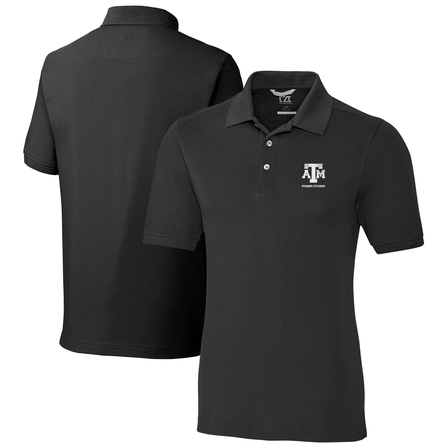 Men's Cutter & Buck Black Texas A&M Aggies Alumni Logo Advantage Tri-Blend Pique Polo