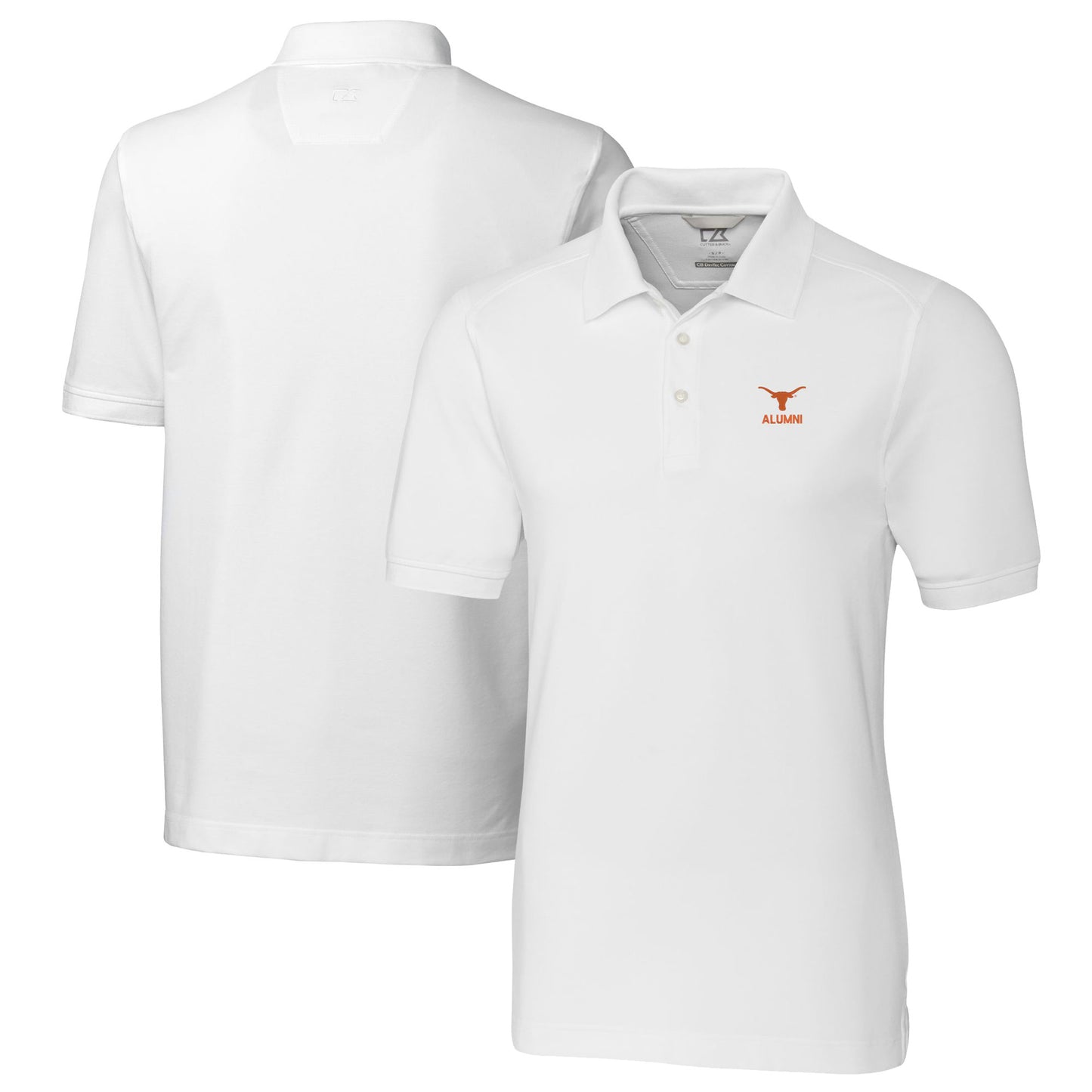 Men's Cutter & Buck White Texas Longhorns Alumni Logo Advantage Tri-Blend Pique Polo