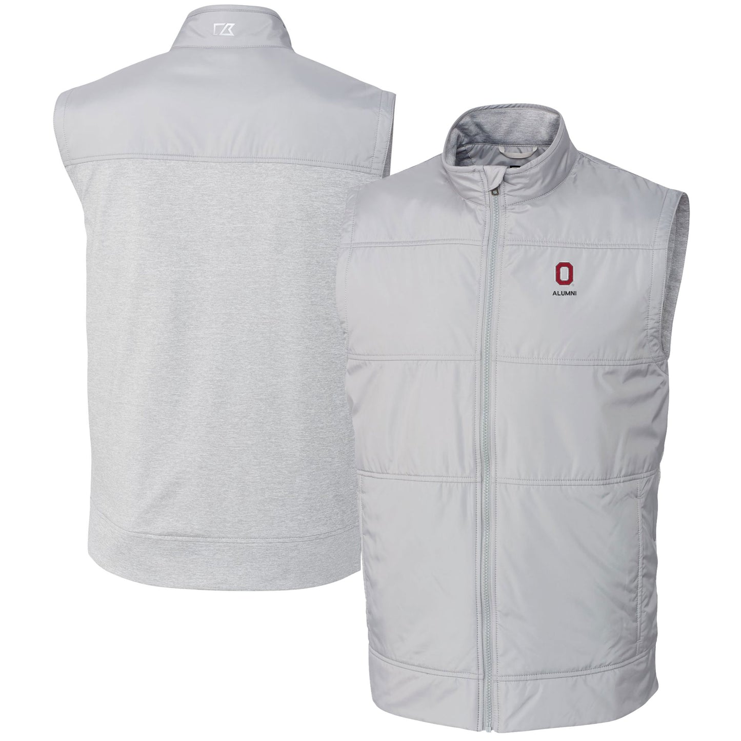 Men's Cutter & Buck Gray Ohio State Buckeyes Alumni Logo Stealth Hybrid Quilted Windbreaker Full-Zip Vest