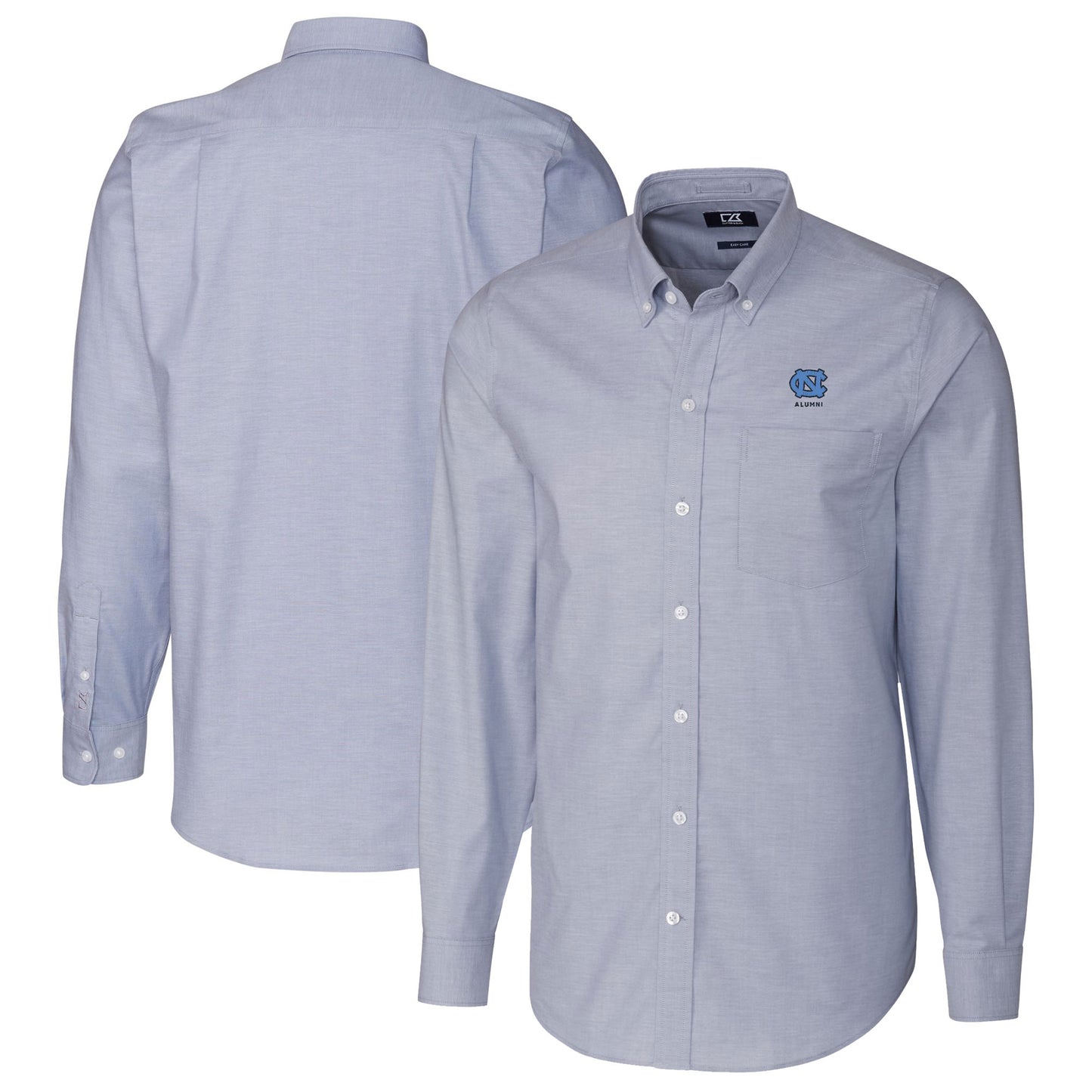 Men's Cutter & Buck Carolina Blue North Carolina Tar Heels Alumni Logo Stretch Oxford Long Sleeve Button-Down Shirt
