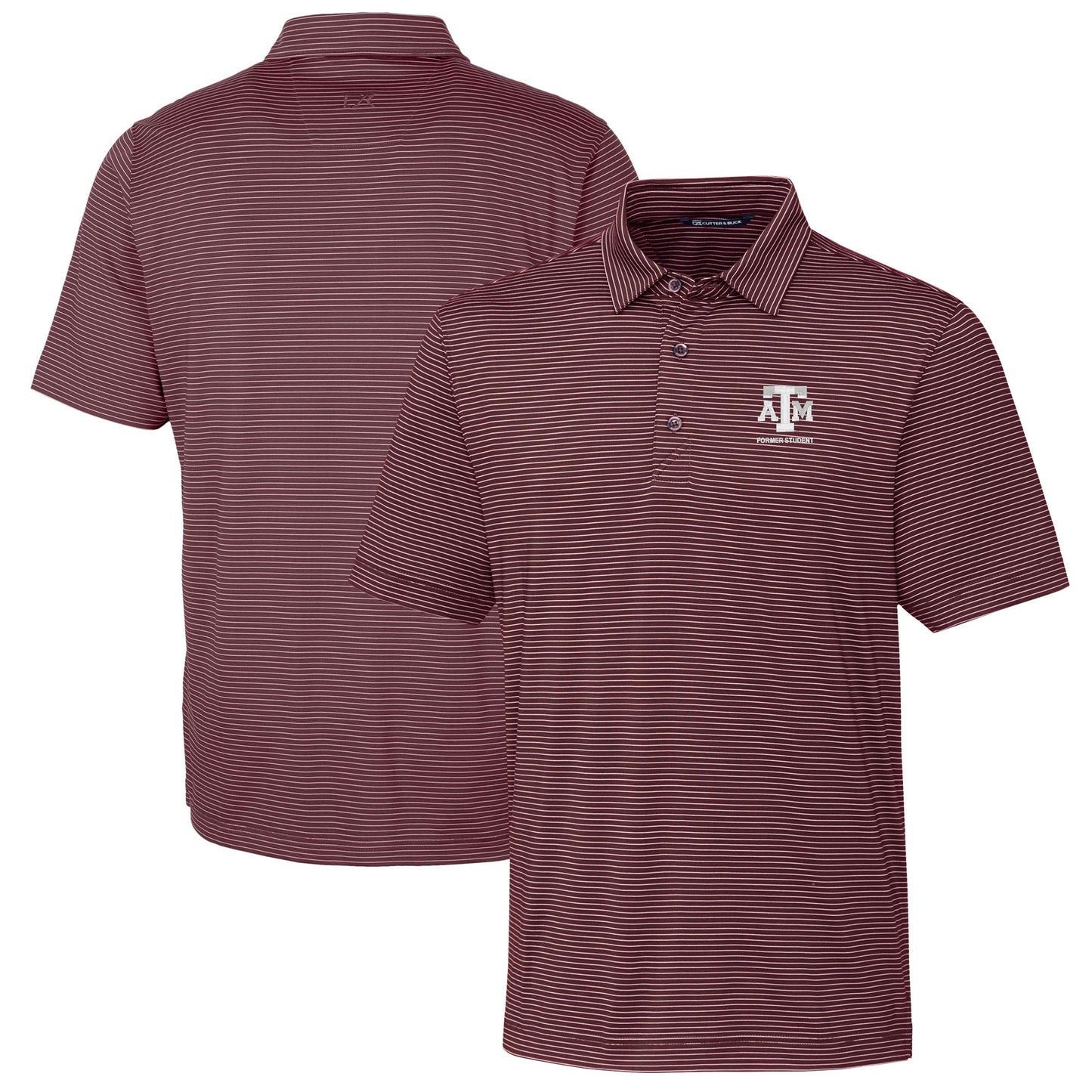 Men's Cutter & Buck Maroon Texas A&M Aggies Alumni Logo Forge Pencil Stripe Stretch DryTec Polo