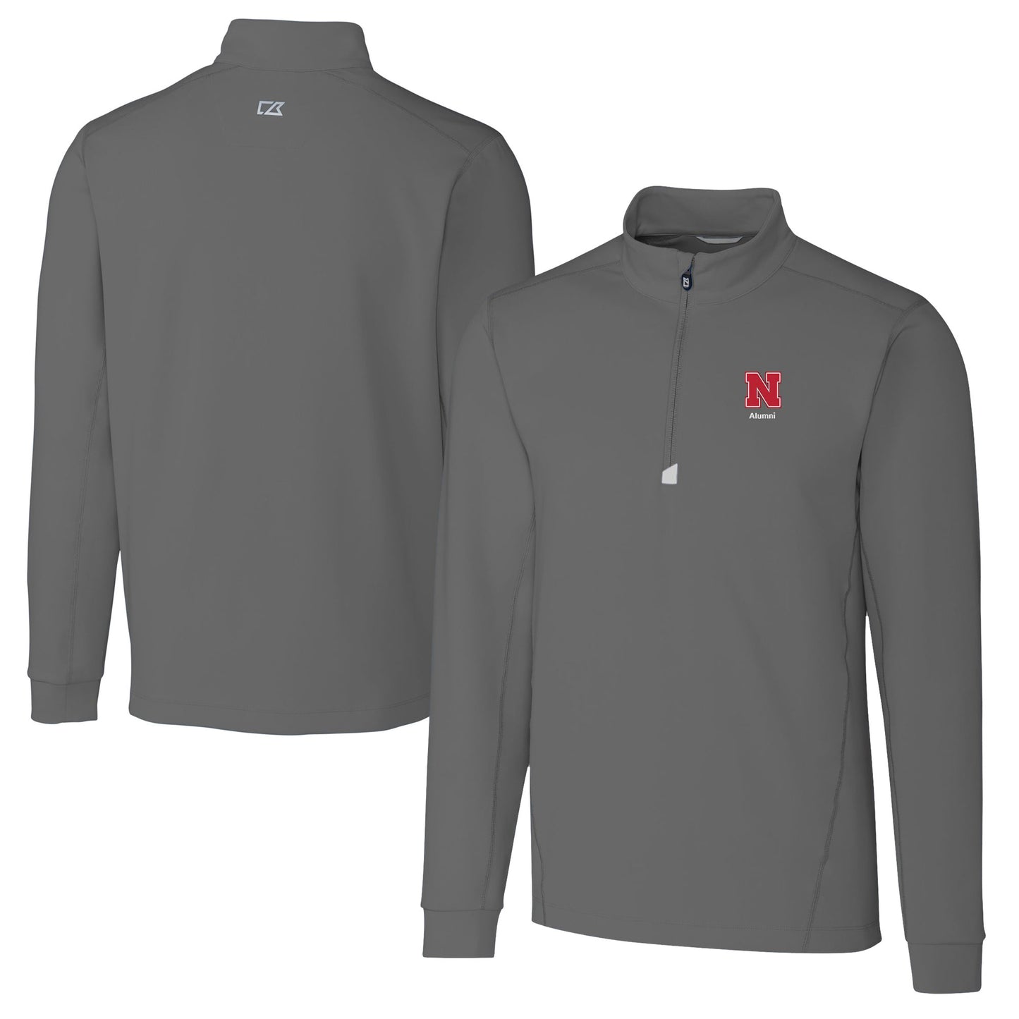 Men's Cutter & Buck Gray Nebraska Huskers Alumni Logo Traverse Stretch Quarter-Zip Pullover Top