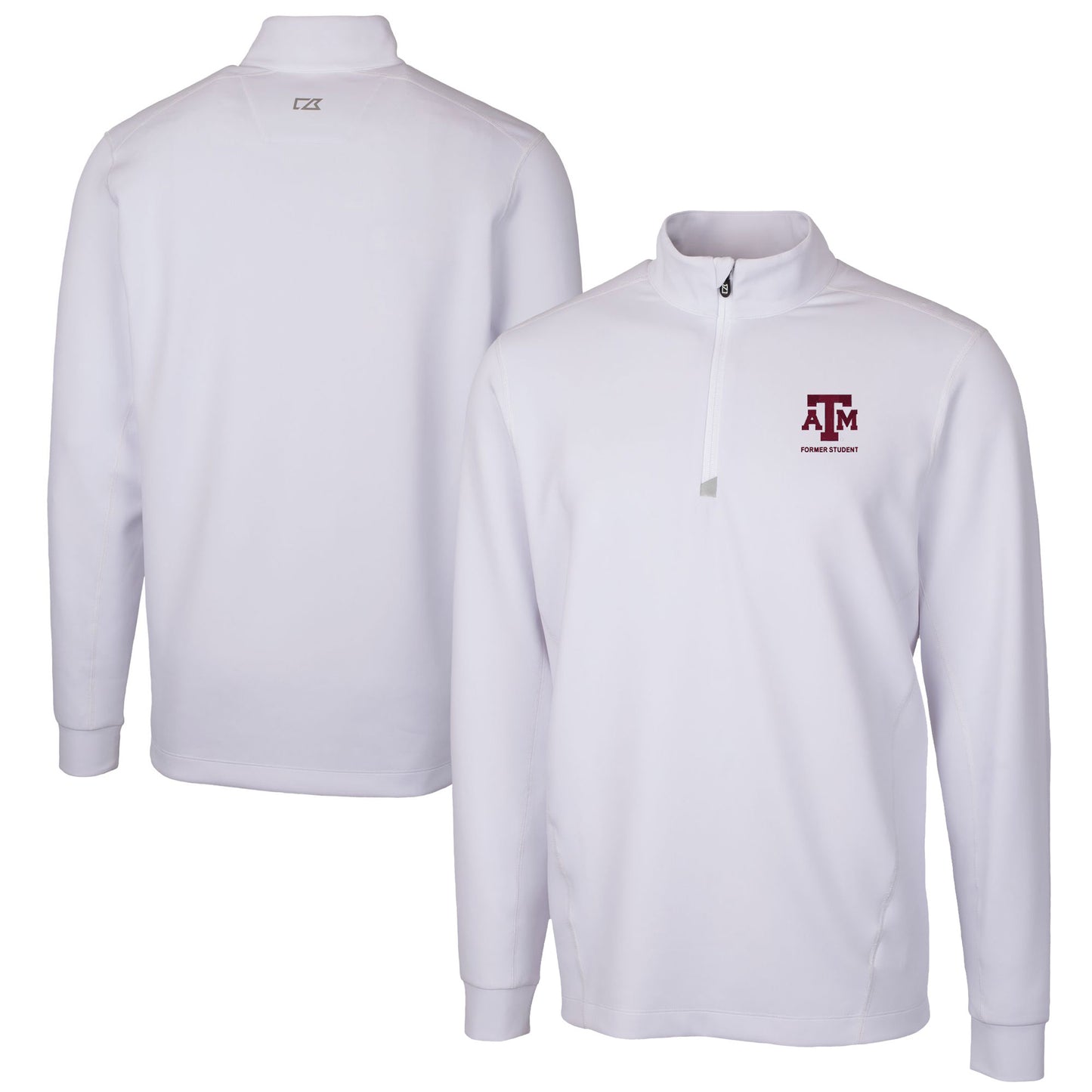 Men's Cutter & Buck White Texas A&M Aggies Alumni Logo Traverse Stretch Quarter-Zip Pullover Top