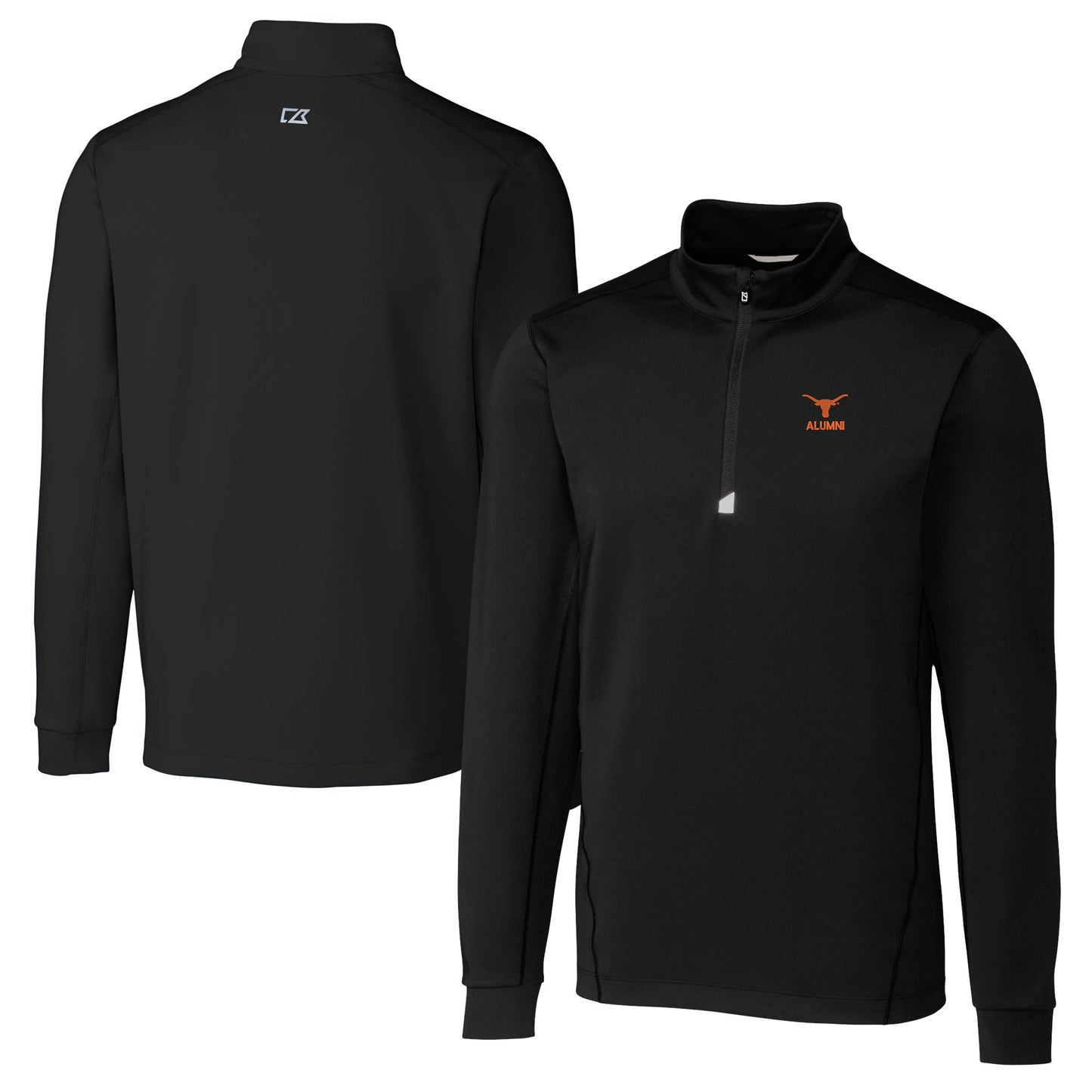 Men's Cutter & Buck Black Texas Longhorns Alumni Logo Traverse Stretch Quarter-Zip Pullover Top