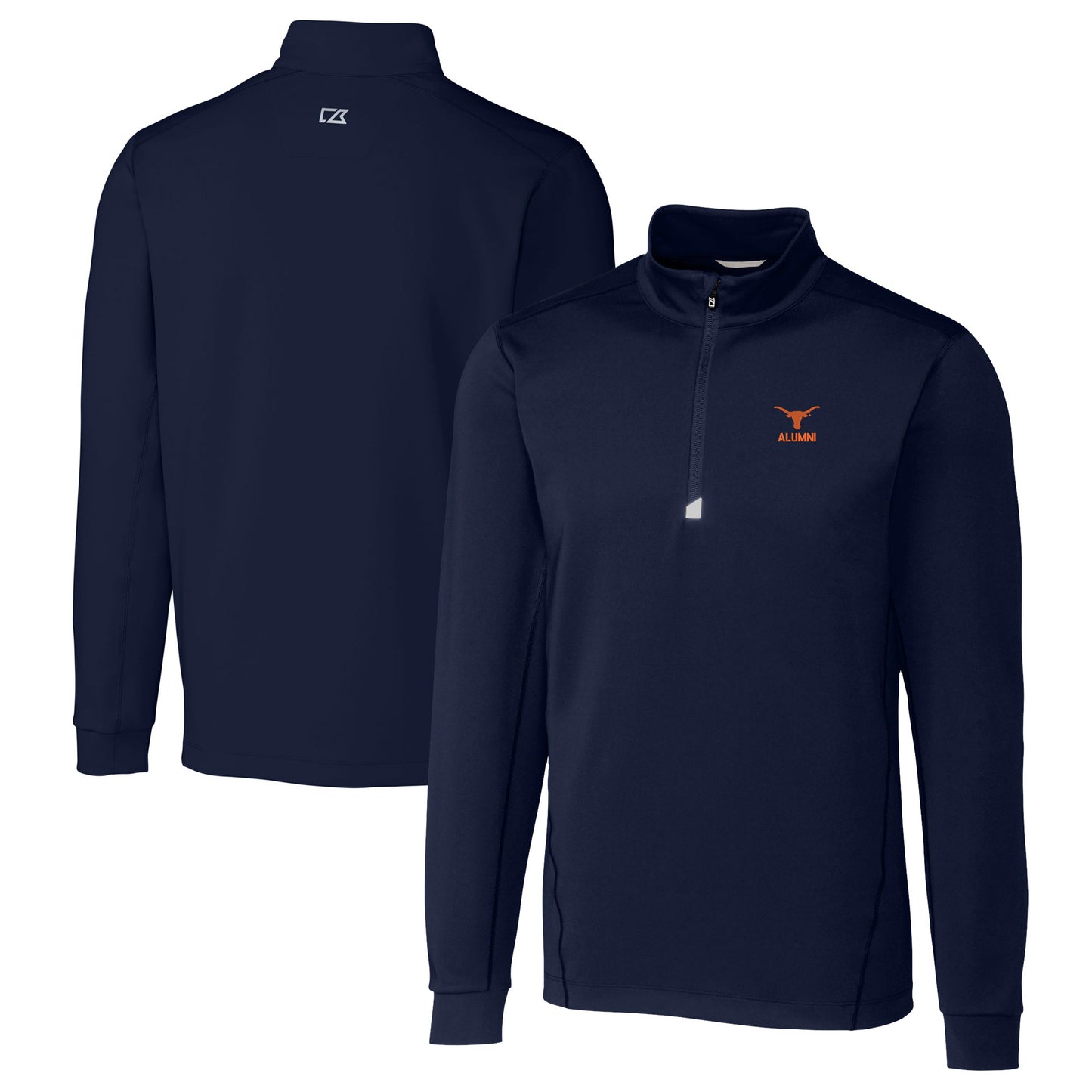 Men's Cutter & Buck Navy Texas Longhorns Alumni Logo Traverse Stretch Quarter-Zip Pullover Top