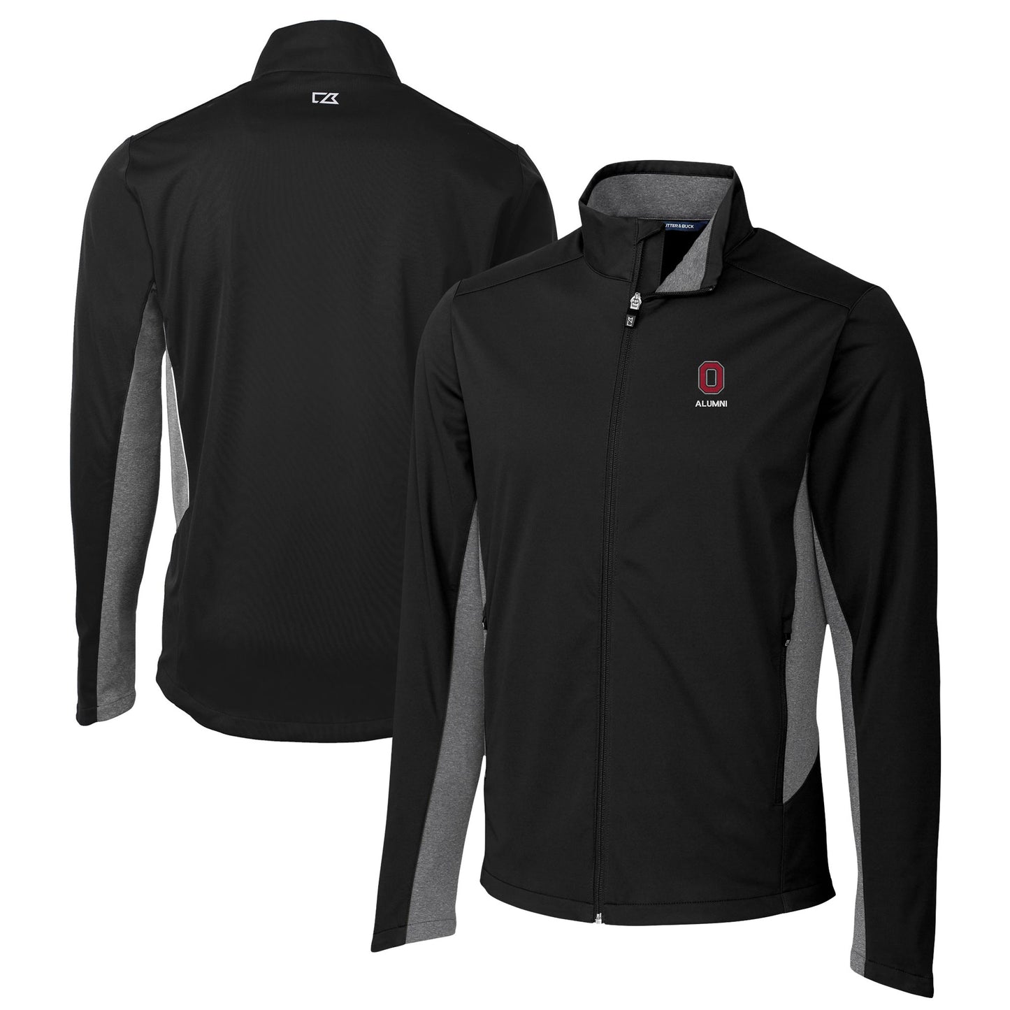 Men's Cutter & Buck Black Ohio State Buckeyes Alumni Logo Navigate Softshell Full-Zip Jacket
