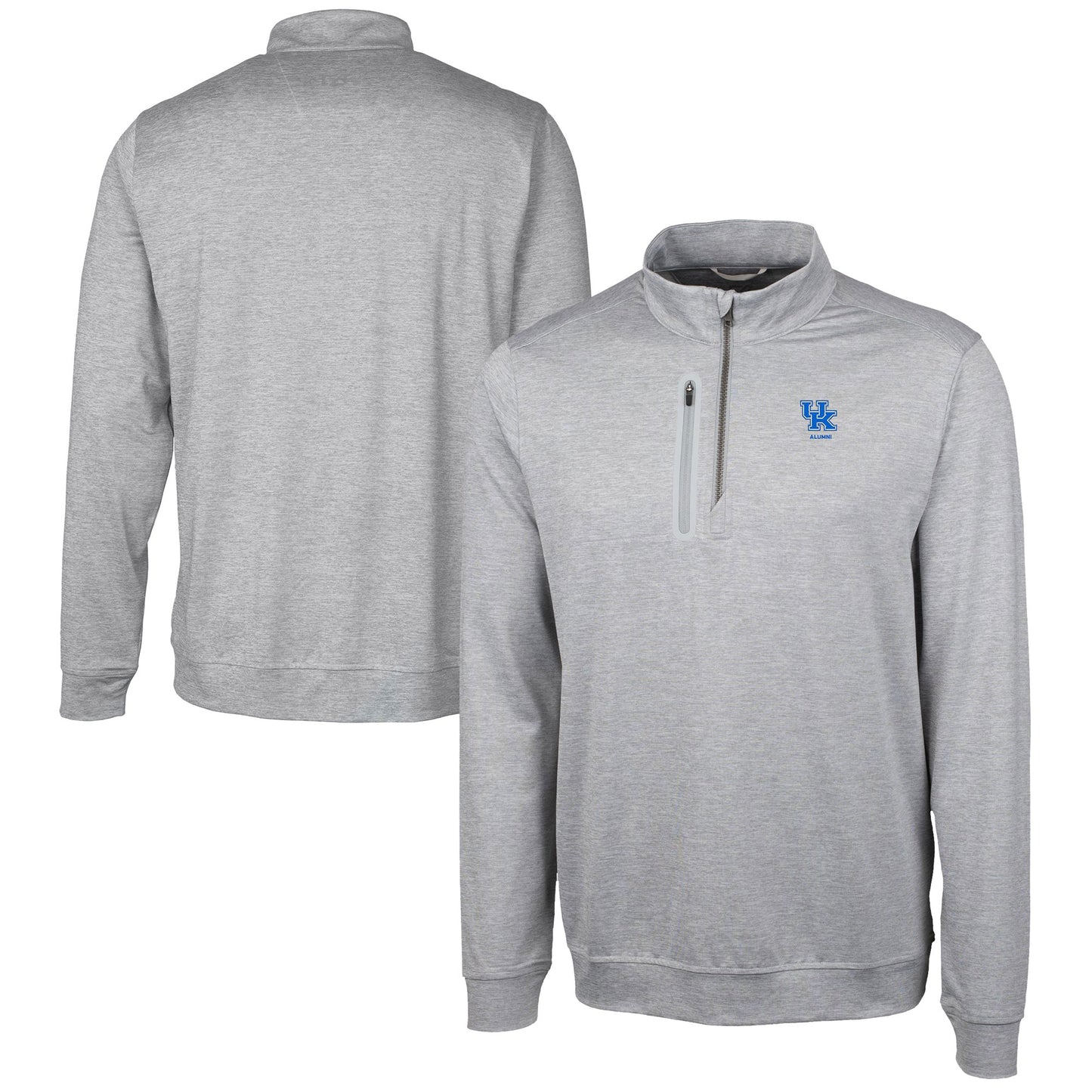 Men's Cutter & Buck Gray Kentucky Wildcats Alumni Logo Stealth Heathered Quarter-Zip Pullover Top