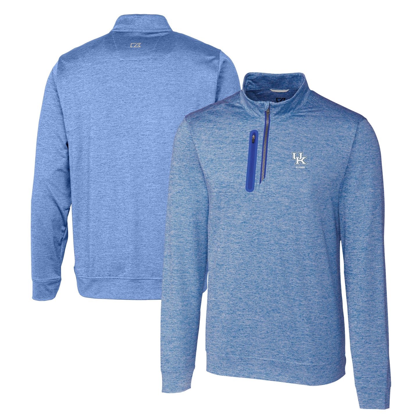 Men's Cutter & Buck Royal Kentucky Wildcats Alumni Logo Stealth Heathered Quarter-Zip Pullover Top