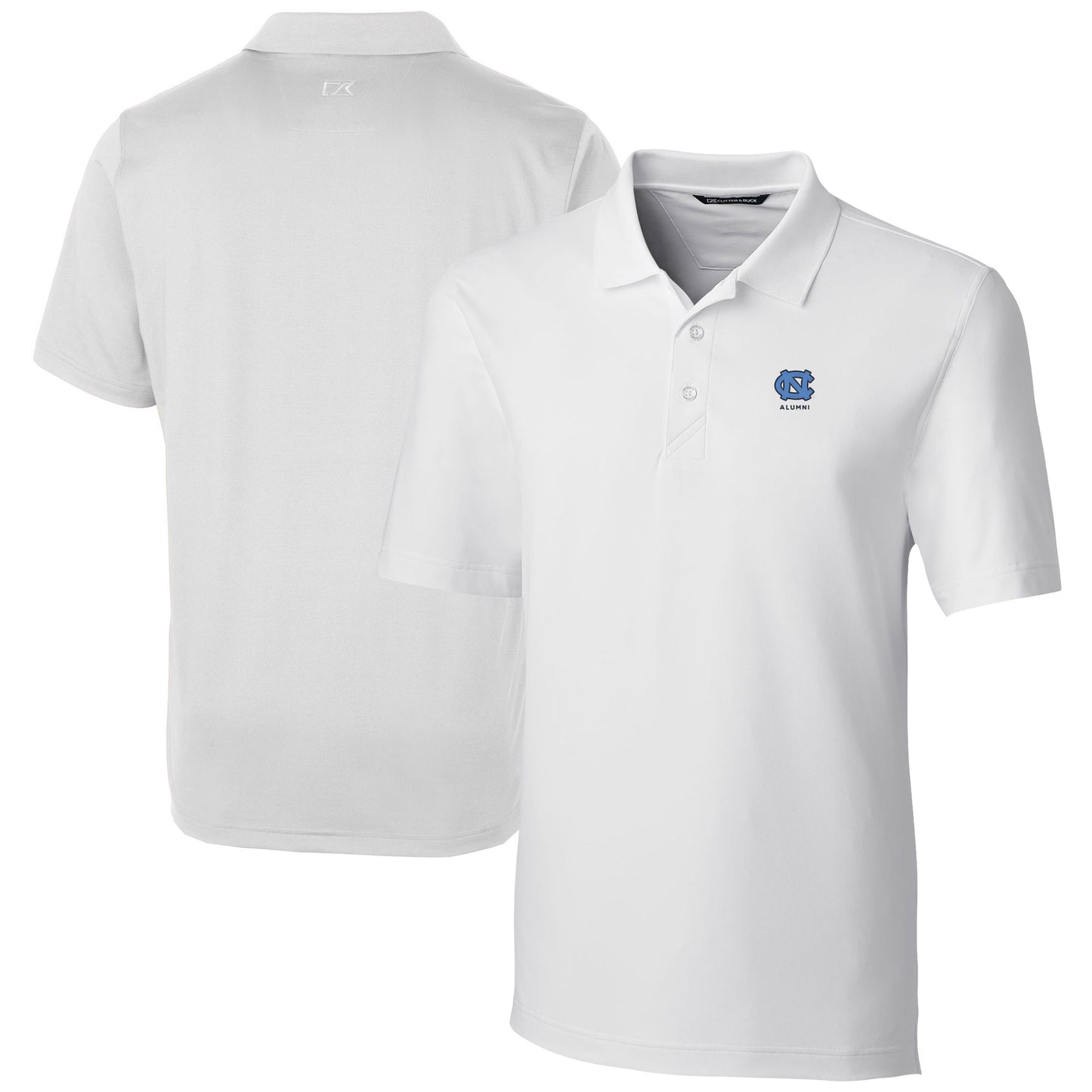 Men's Cutter & Buck White North Carolina Tar Heels Alumni Logo Forge Stretch DryTec Polo