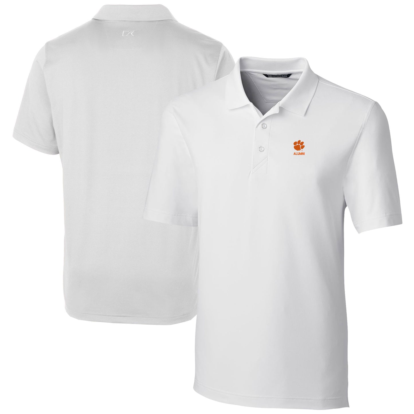 Men's Cutter & Buck White Clemson Tigers Alumni Logo Forge Stretch DryTec Polo