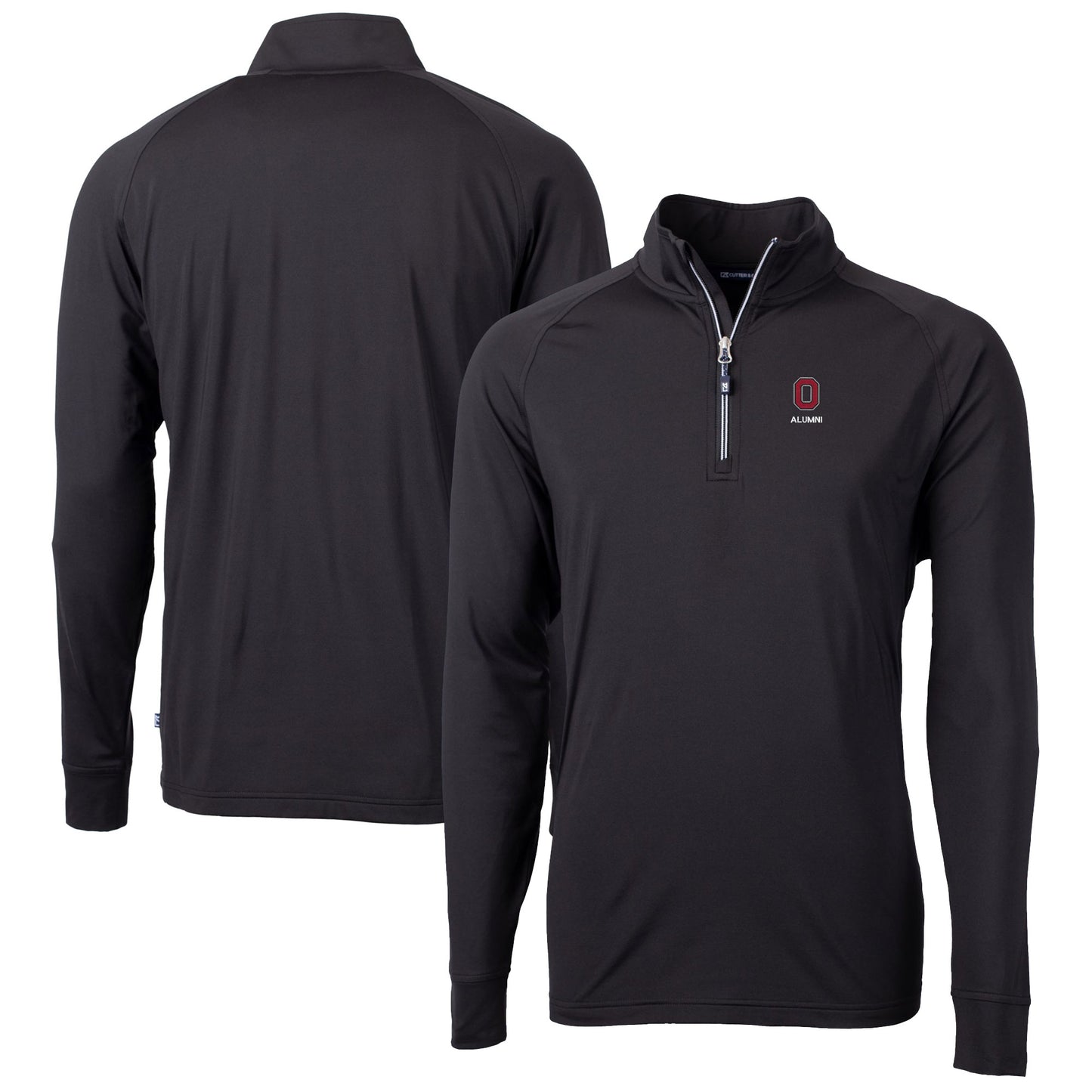 Men's Cutter & Buck Black Ohio State Buckeyes Alumni Logo Adapt Eco Knit Stretch Recycled Quarter-Zip Pullover Top
