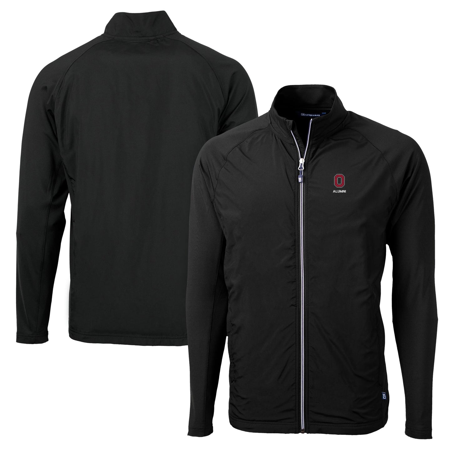 Men's Cutter & Buck Black Ohio State Buckeyes Alumni Logo Adapt Eco Knit Hybrid Recycled Full-Zip Jacket