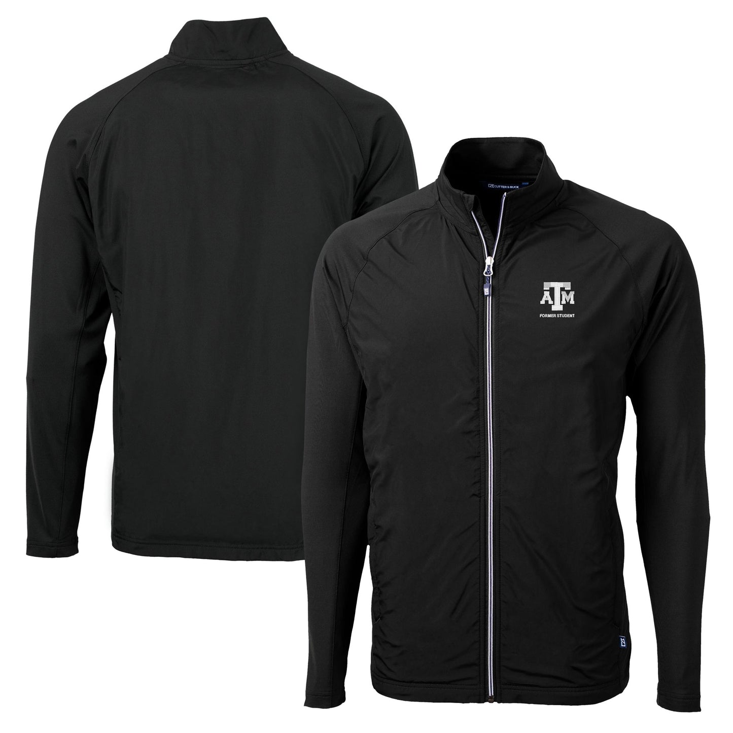 Men's Cutter & Buck Black Texas A&M Aggies Alumni Logo Adapt Eco Knit Hybrid Recycled Full-Zip Jacket