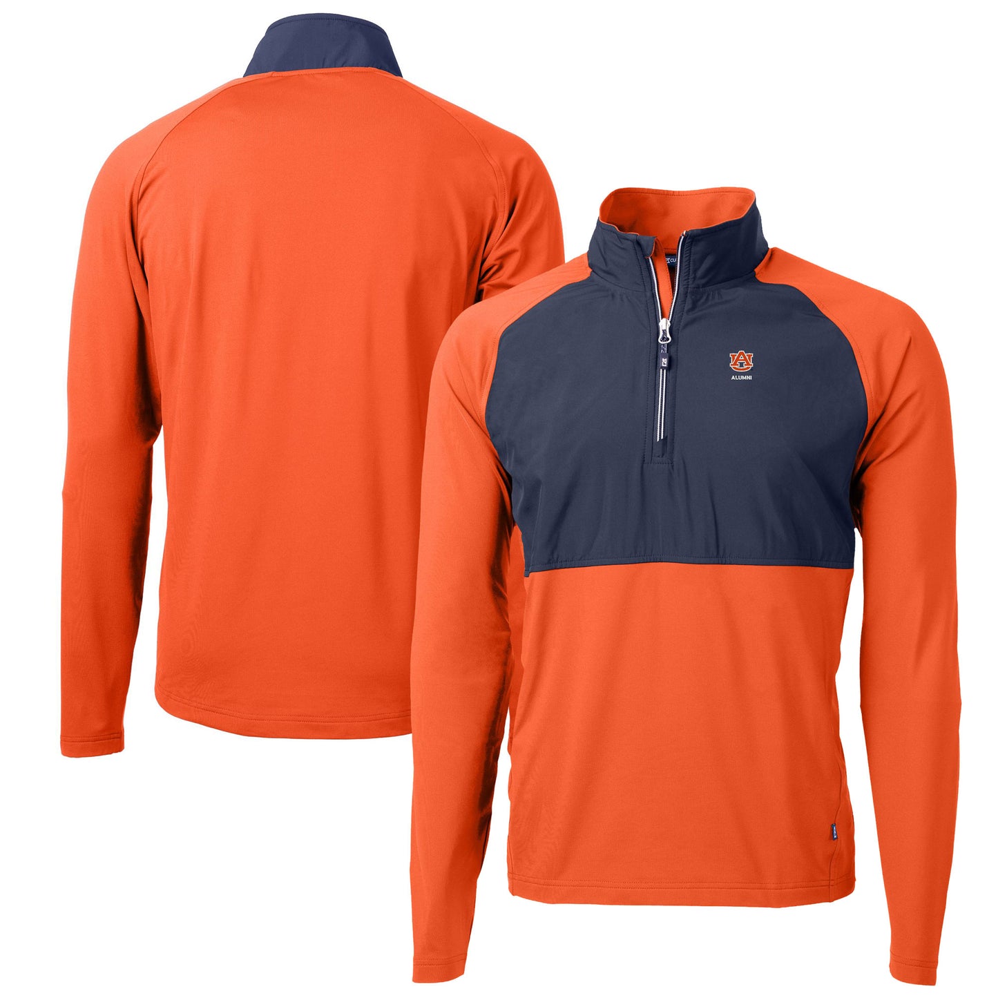 Men's Cutter & Buck Orange Auburn Tigers Adapt Eco Knit Hybrid Recycled Quarter-Zip Pullover Top