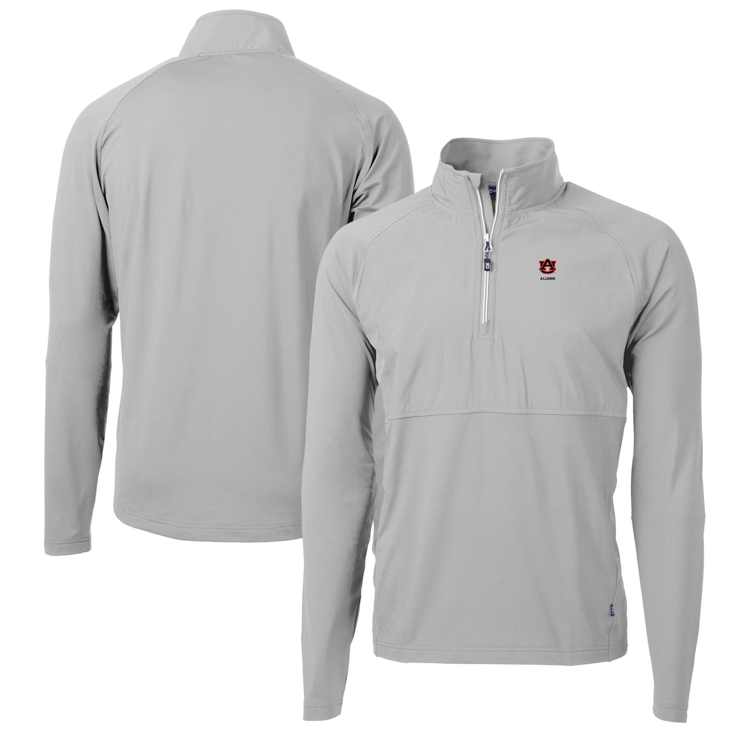 Men's Cutter & Buck Gray Auburn Tigers Adapt Eco Knit Hybrid Recycled Quarter-Zip Pullover Top
