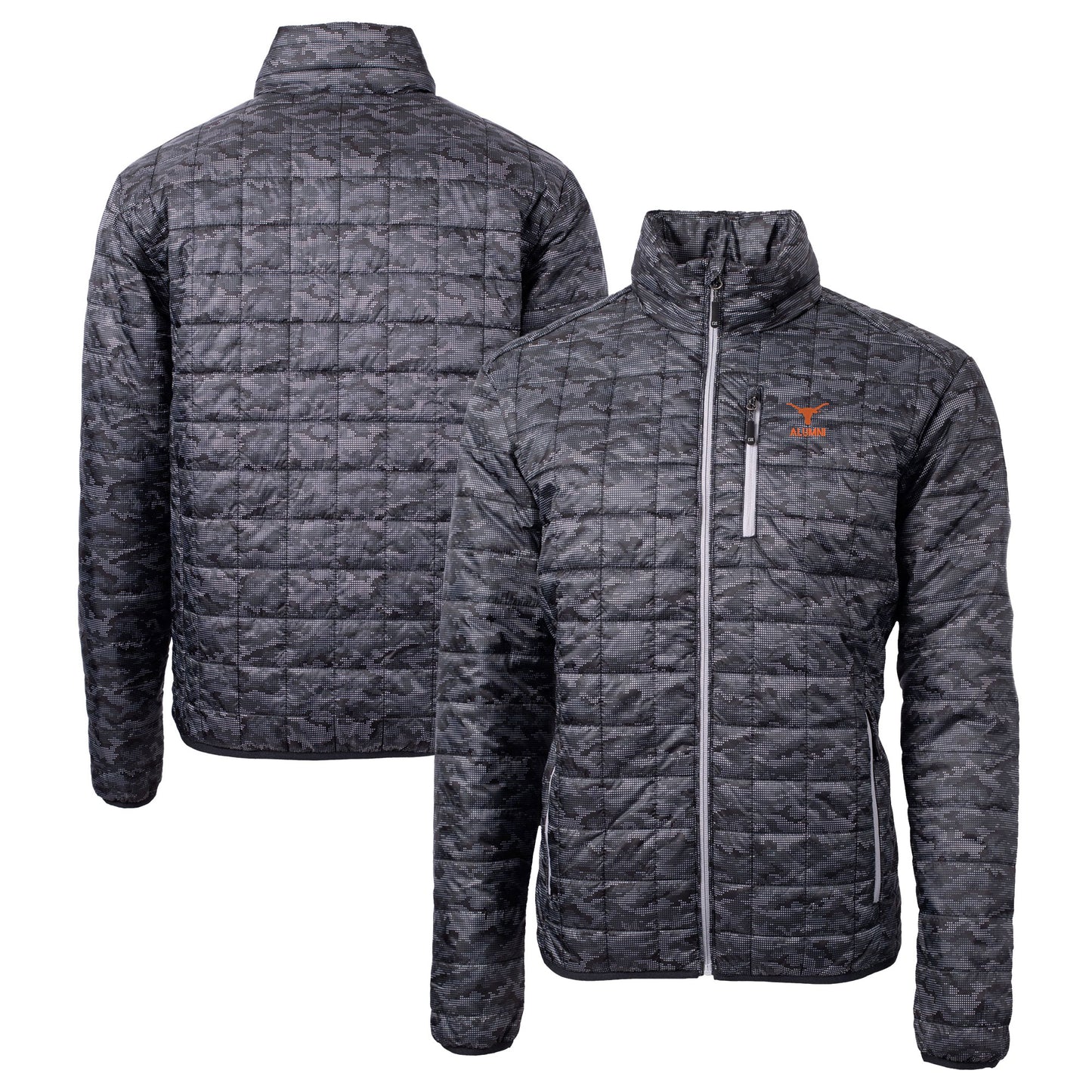 Men's Cutter & Buck Black Texas Longhorns Alumni Logo Rainier PrimaLoft Eco Insulated Full-Zip Puffer Jacket