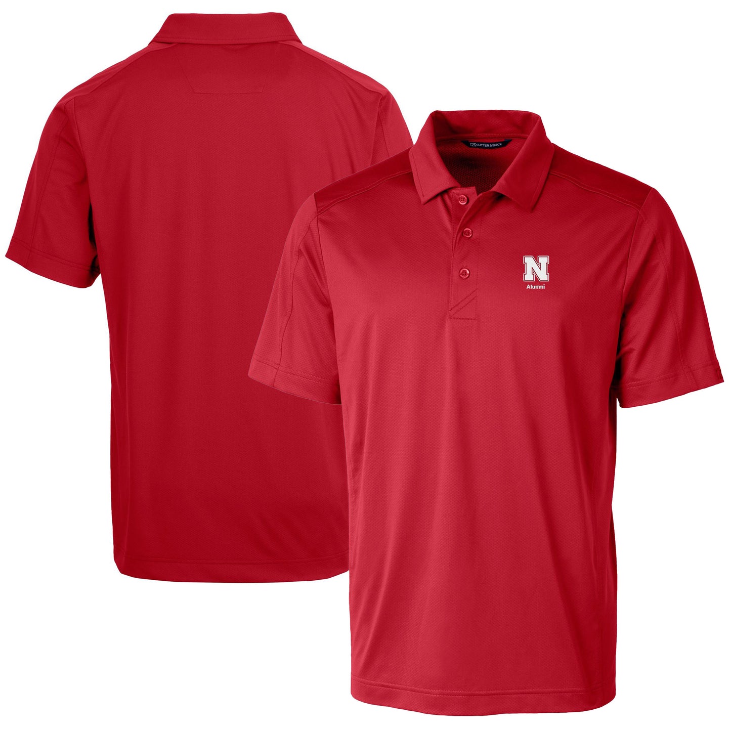 Men's Cutter & Buck Scarlet Nebraska Huskers Alumni Logo Prospect Textured Stretch Polo