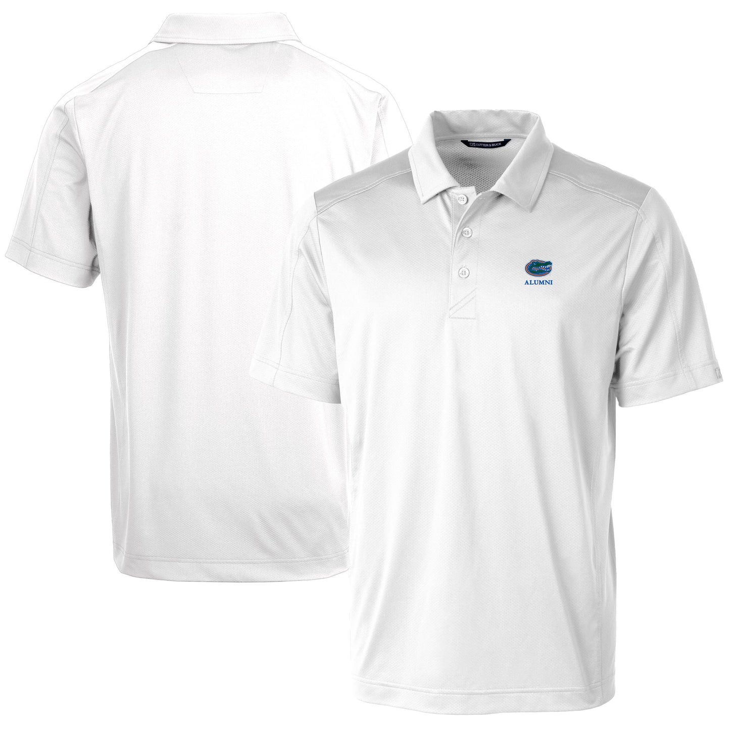 Men's Cutter & Buck White Florida Gators Alumni Logo Prospect Textured Stretch Polo
