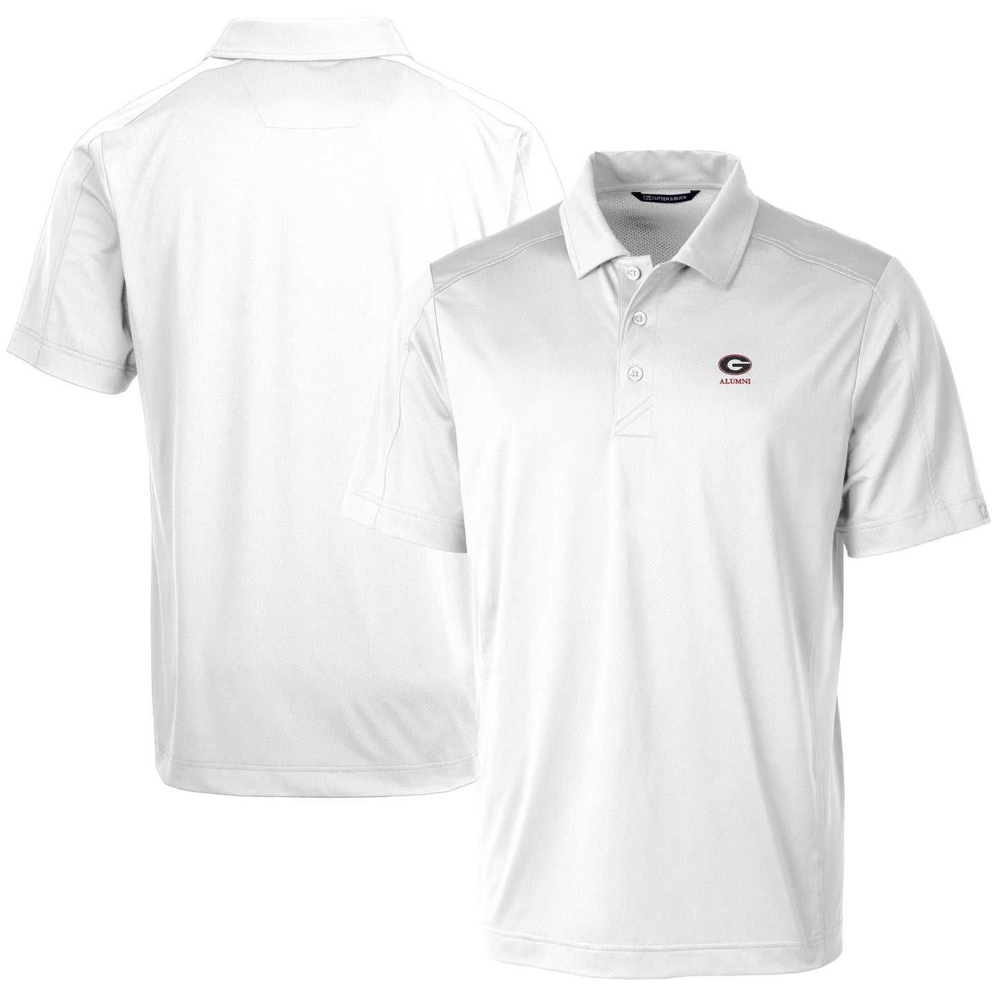 Men's Cutter & Buck White Georgia Bulldogs Alumni Logo Prospect Textured Stretch Polo
