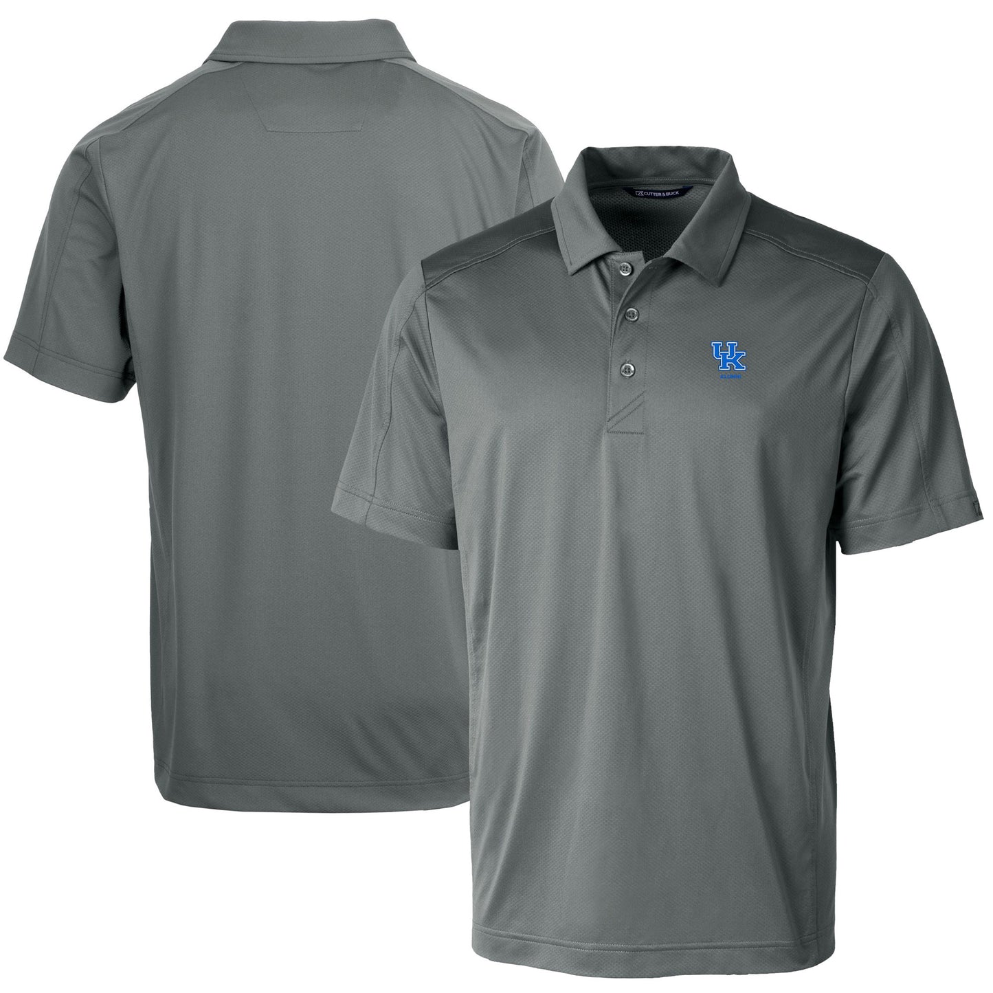Men's Cutter & Buck Gray Kentucky Wildcats Alumni Logo Prospect Textured Stretch Polo