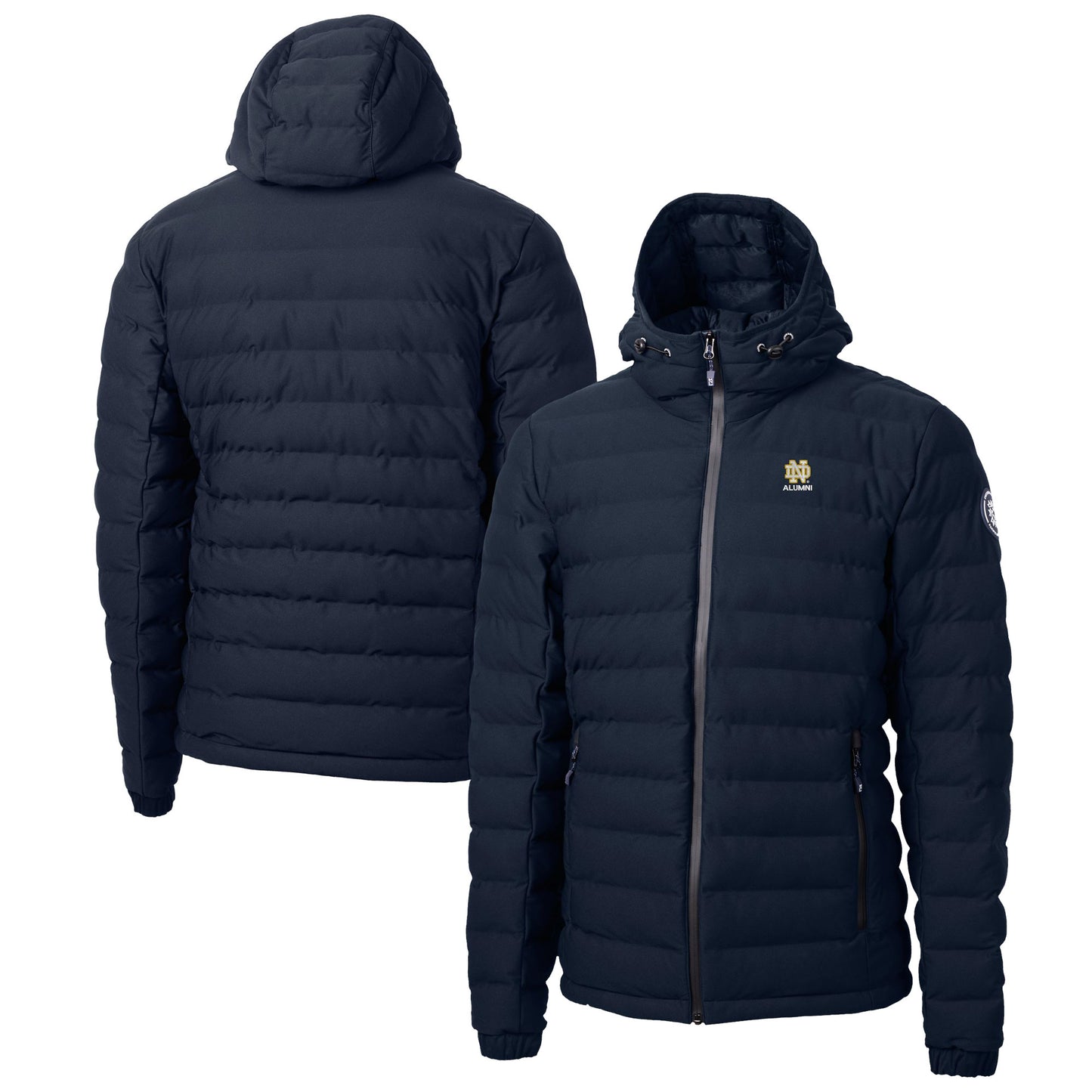 Men's Cutter & Buck Navy Notre Dame Fighting Irish Alumni Logo Mission Ridge Repreve Eco Insulated Puffer Full-Zip Jacket