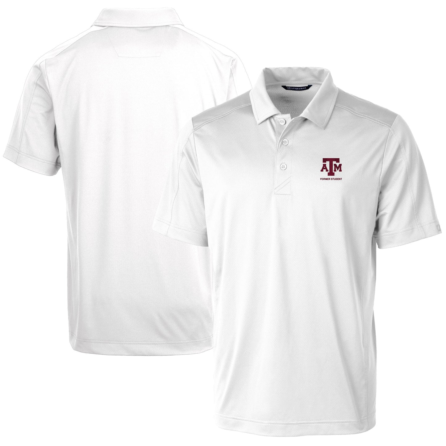 Men's Cutter & Buck White Texas A&M Aggies Alumni Logo Prospect Textured Stretch Polo
