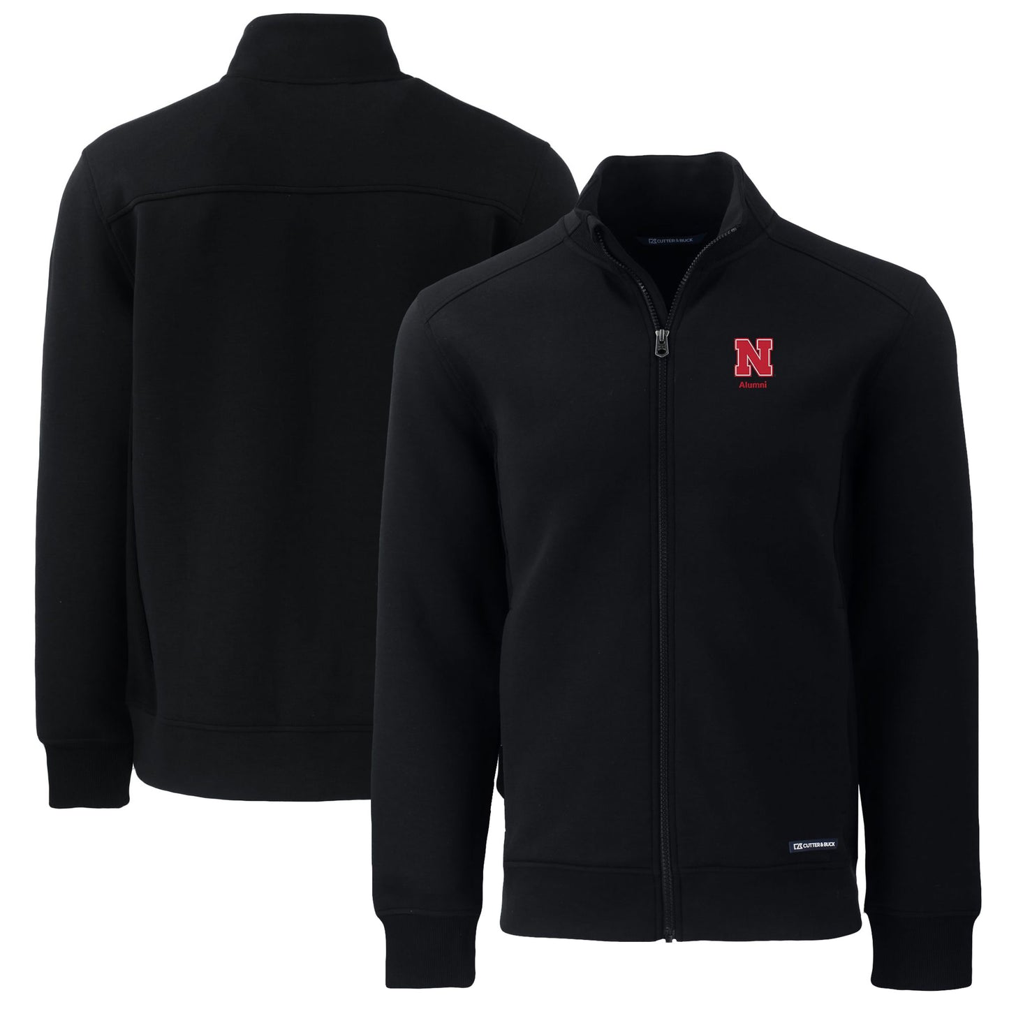 Men's Cutter & Buck Black Nebraska Huskers Alumni Logo Roam Eco Recycled Full-Zip Jacket