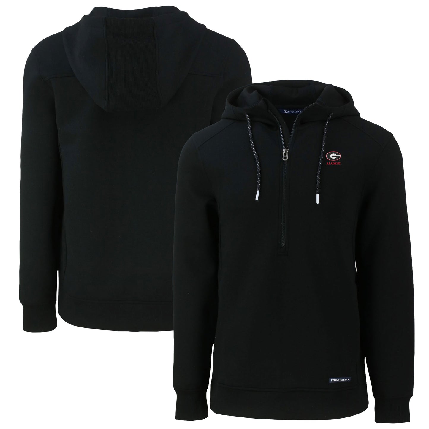 Men's Cutter & Buck Black Georgia Bulldogs Alumni Logo Roam Eco Recycled Half-Zip Pullover Hoodie
