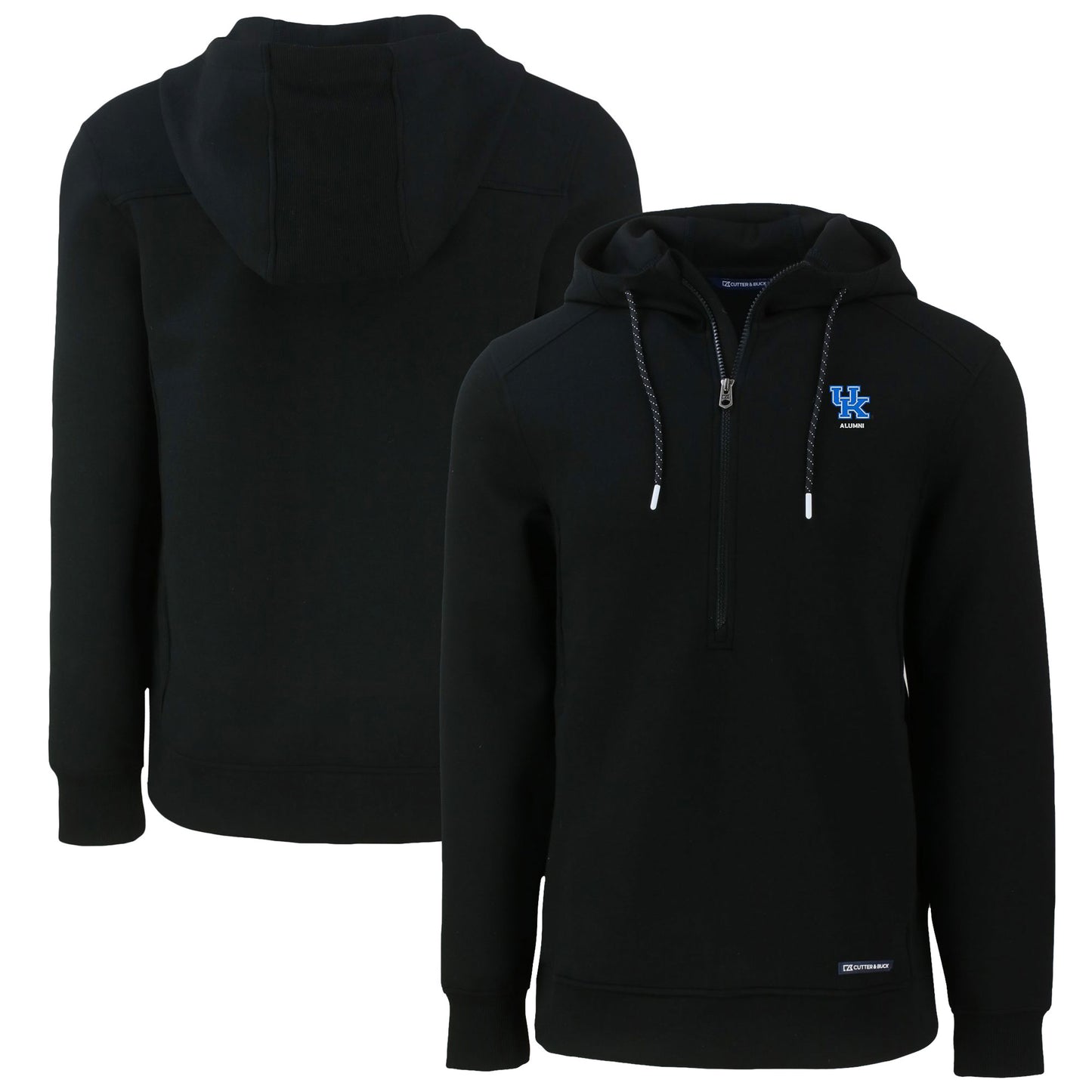 Men's Cutter & Buck Black Kentucky Wildcats Alumni Logo Roam Eco Recycled Half-Zip Pullover Hoodie