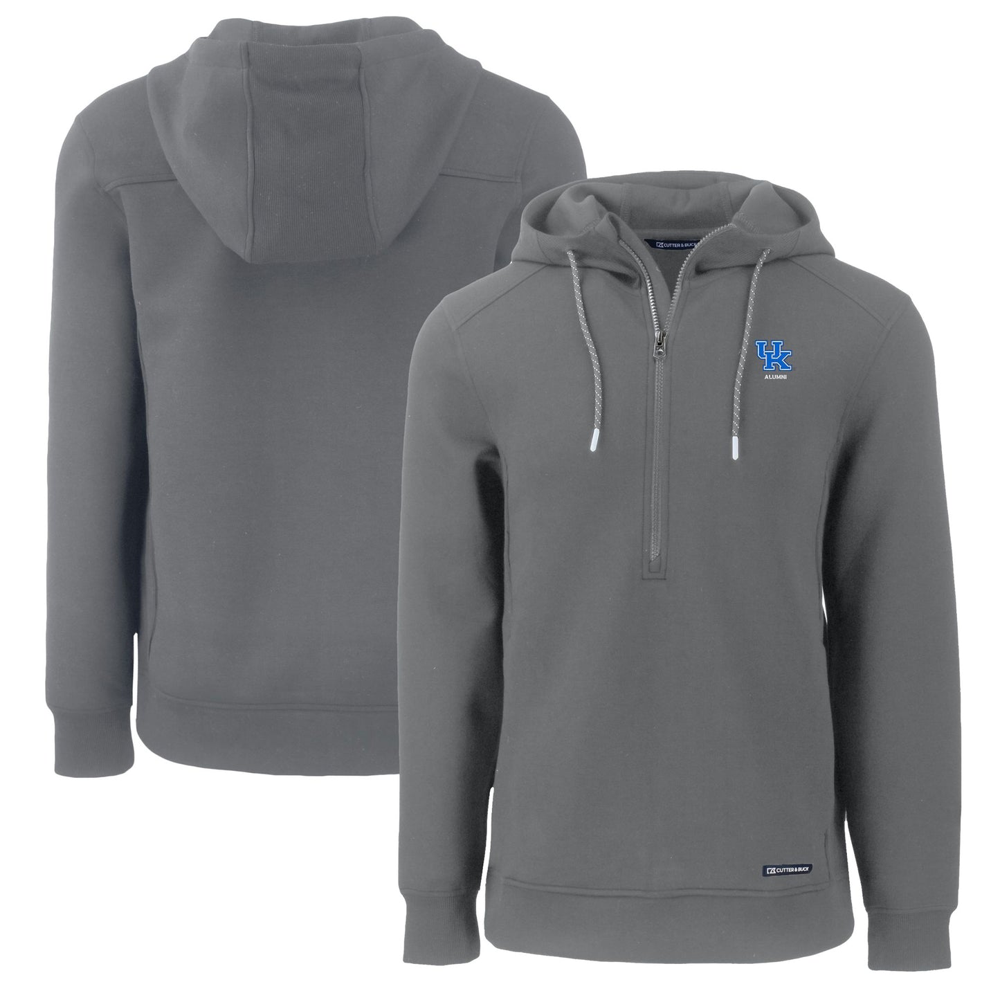 Men's Cutter & Buck Gray Kentucky Wildcats Alumni Logo Roam Eco Recycled Half-Zip Pullover Hoodie