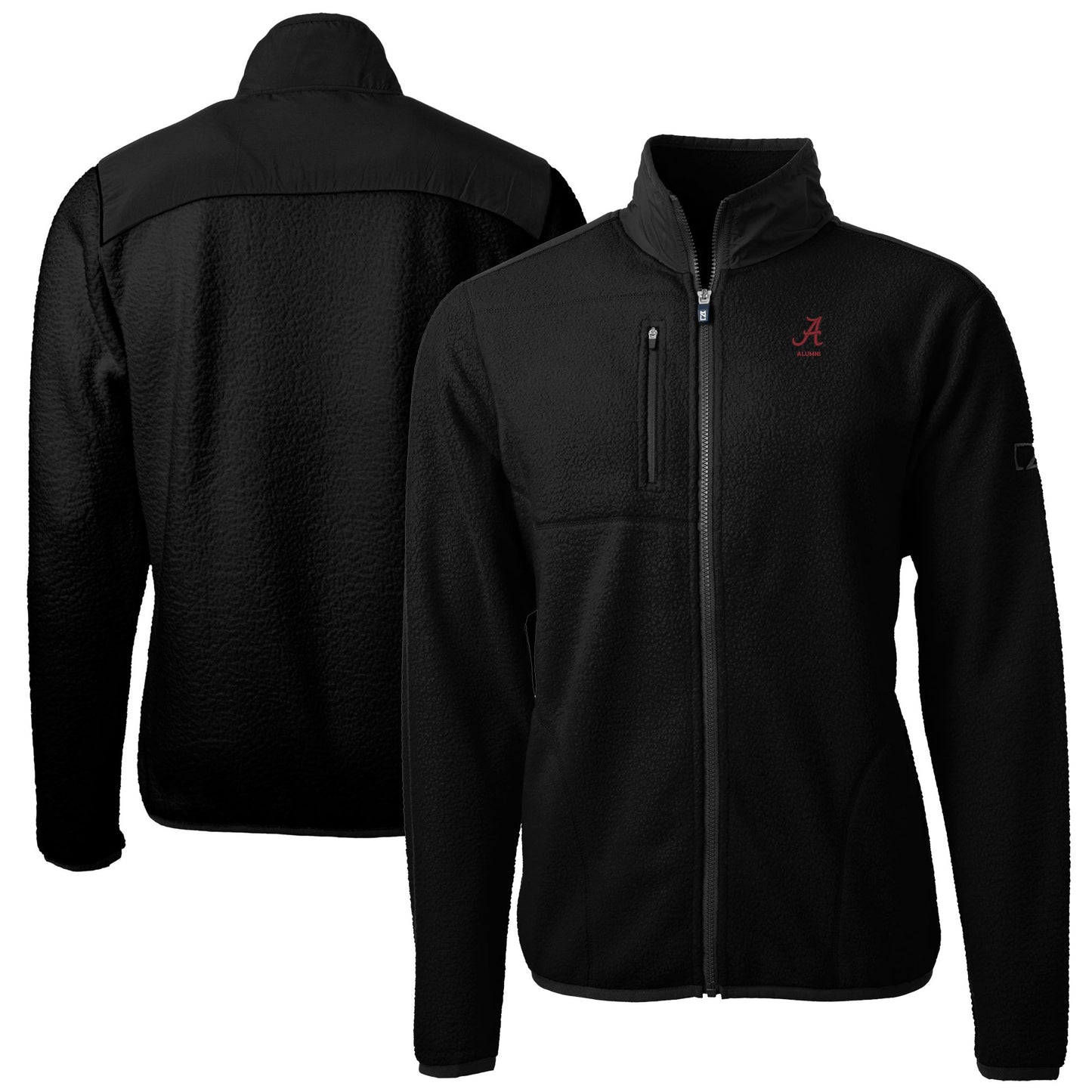 Men's Cutter & Buck Black Alabama Crimson Tide Alumni Logo Cascade Eco Sherpa Fleece Full-Zip Jacket