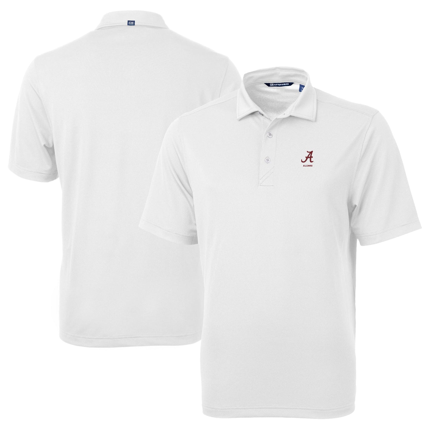 Men's Cutter & Buck White Alabama Crimson Tide Alumni Logo Virtue Eco Pique Recycled Polo