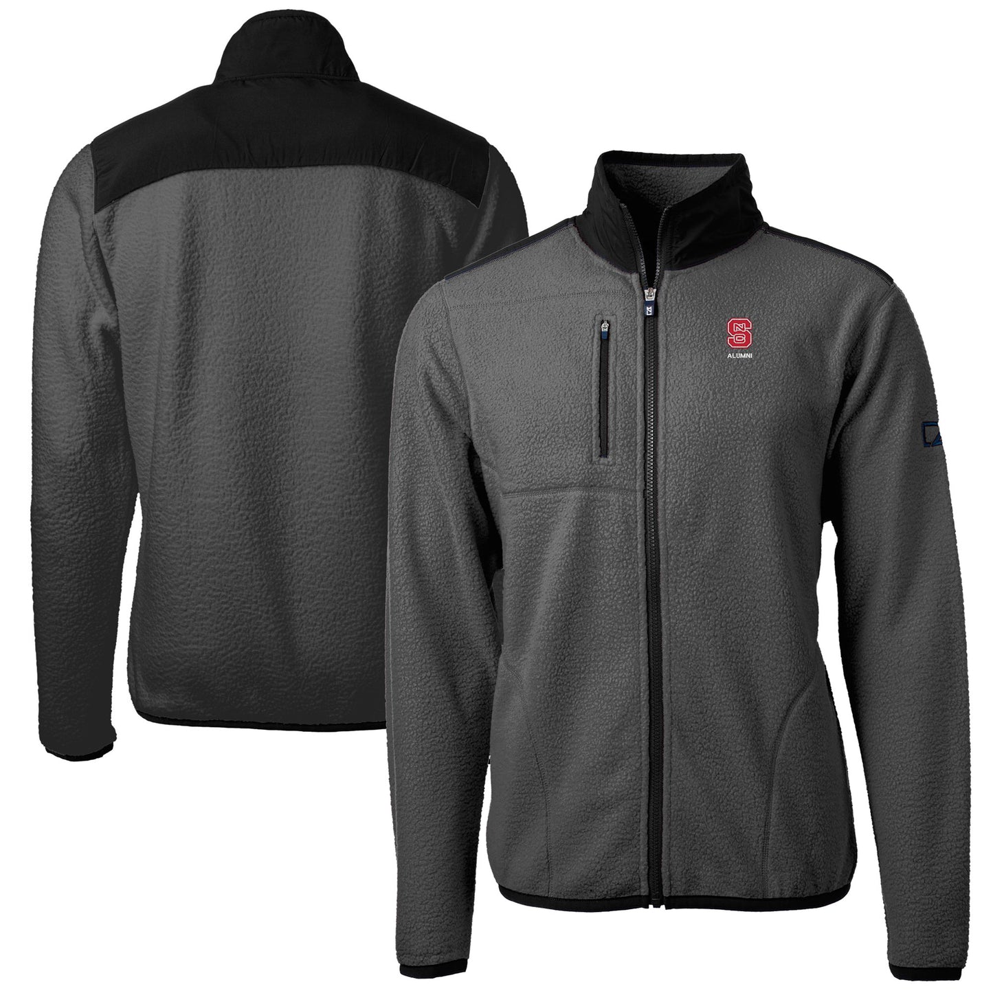 Men's Cutter & Buck Gray NC State Wolfpack Alumni Logo Cascade Eco Sherpa Fleece Full-Zip Jacket
