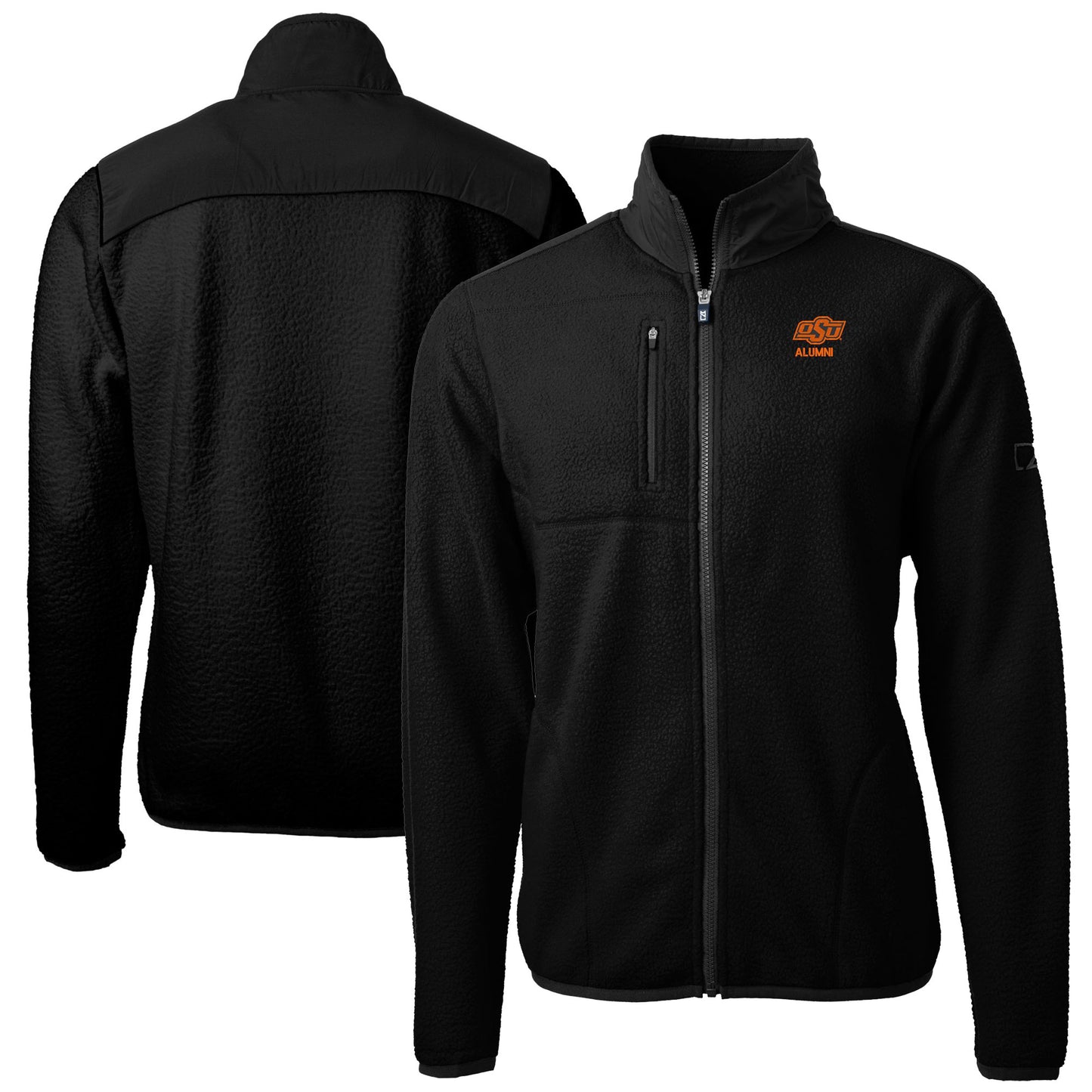 Men's Cutter & Buck Black Oklahoma State Cowboys Alumni Logo Cascade Eco Sherpa Fleece Full-Zip Jacket