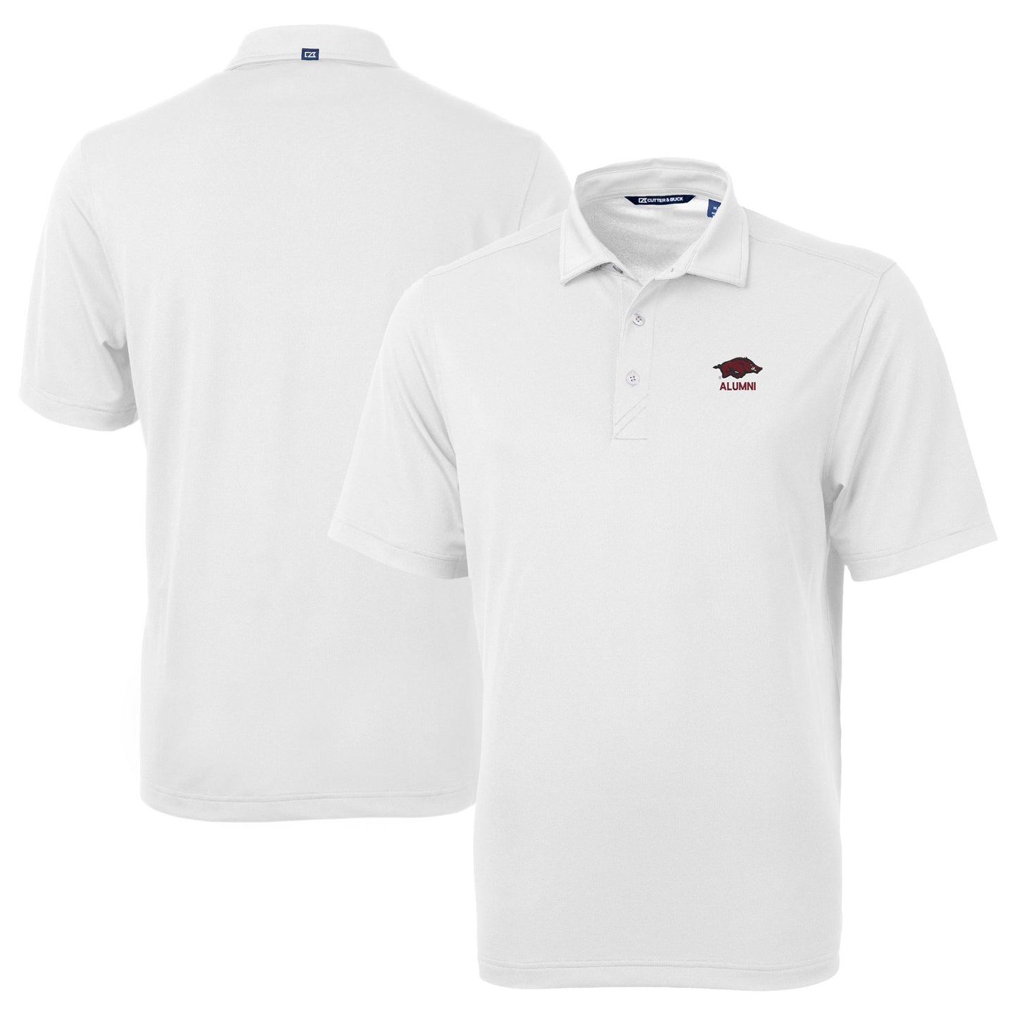 Men's Cutter & Buck White Arkansas Razorbacks Alumni Logo Virtue Eco Pique Recycled Polo