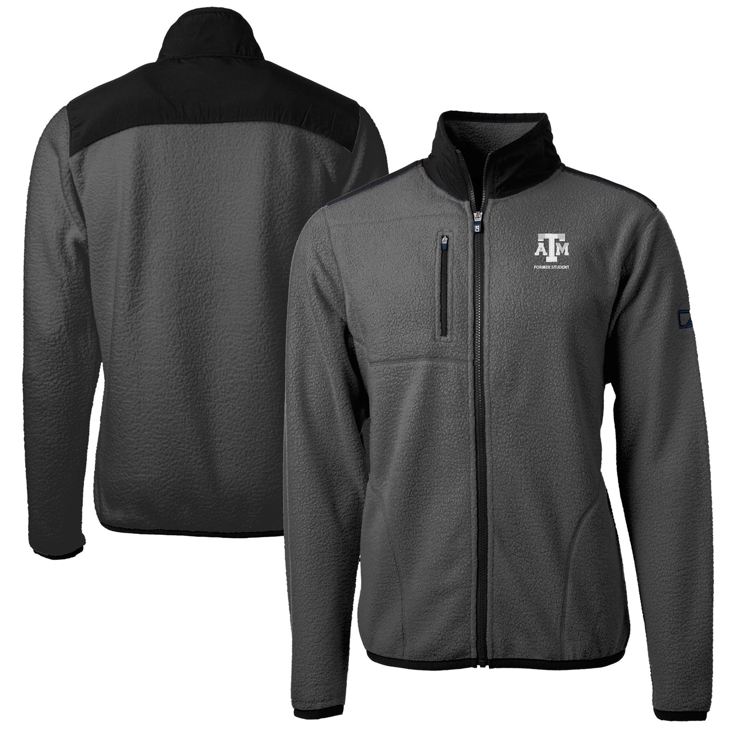 Men's Cutter & Buck Gray Texas A&M Aggies Alumni Logo Cascade Eco Sherpa Fleece Full-Zip Jacket