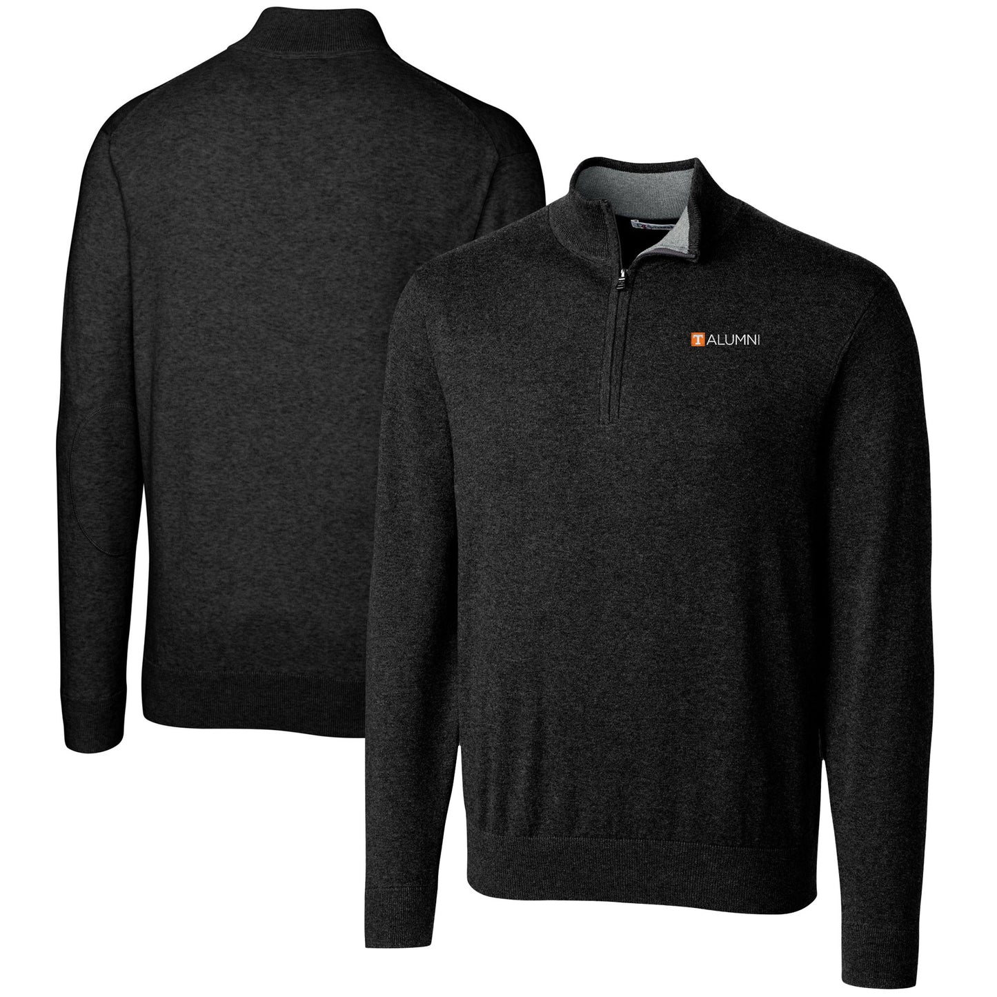 Men's Cutter & Buck Black Tennessee Volunteers Alumni Logo Lakemont Tri-Blend Quarter-Zip Pullover Sweater