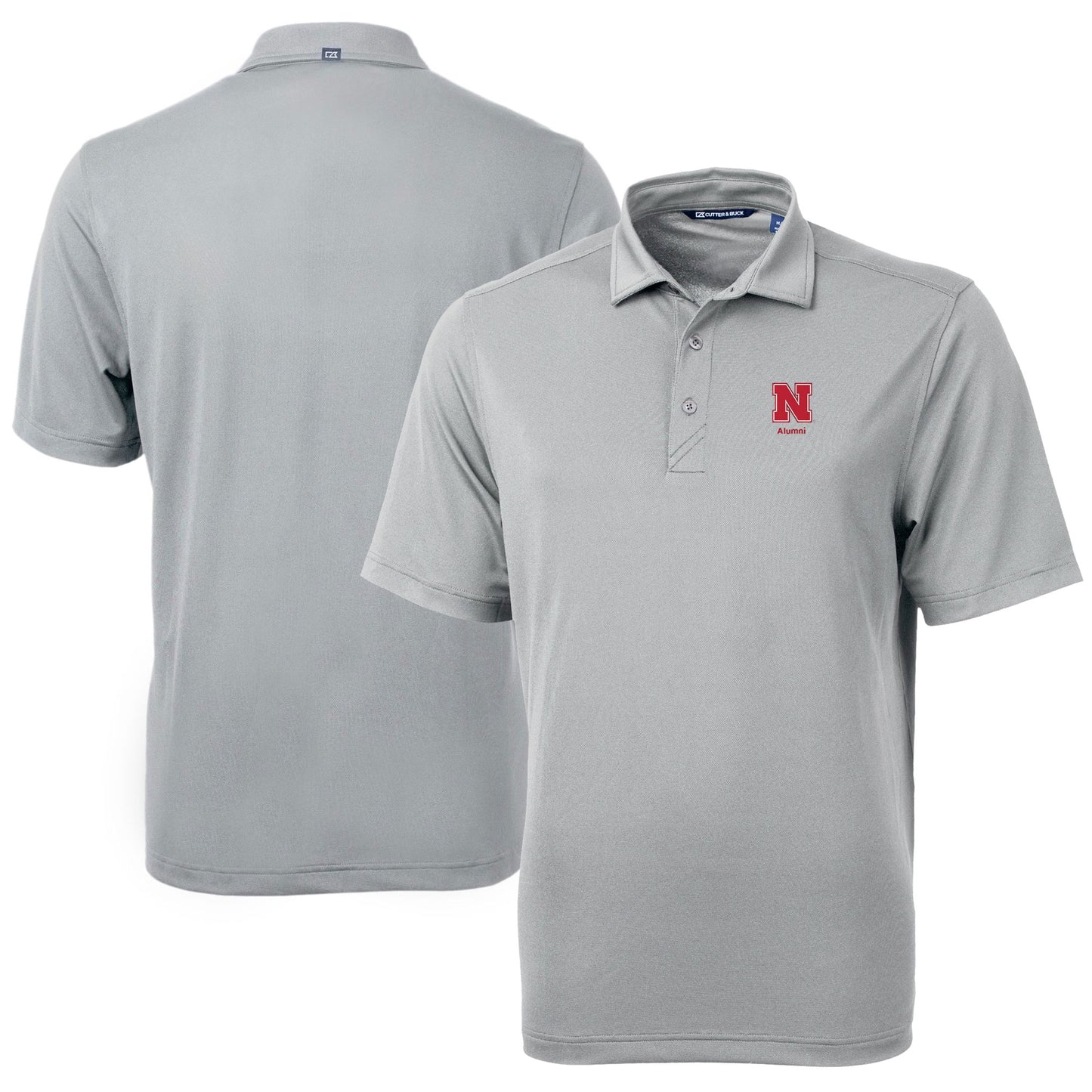 Men's Cutter & Buck Gray Nebraska Huskers Alumni Logo Virtue Eco Pique Recycled Polo