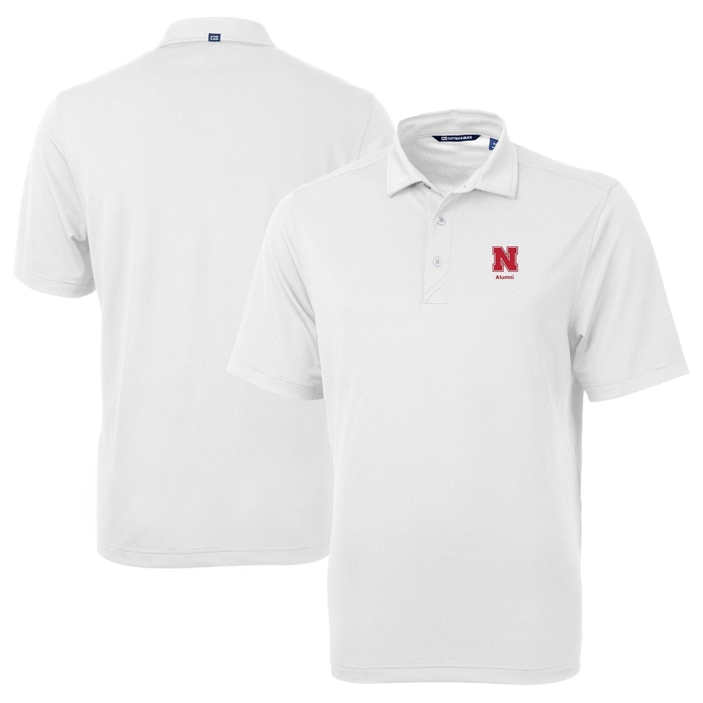 Men's Cutter & Buck White Nebraska Huskers Alumni Logo Virtue Eco Pique Recycled Polo