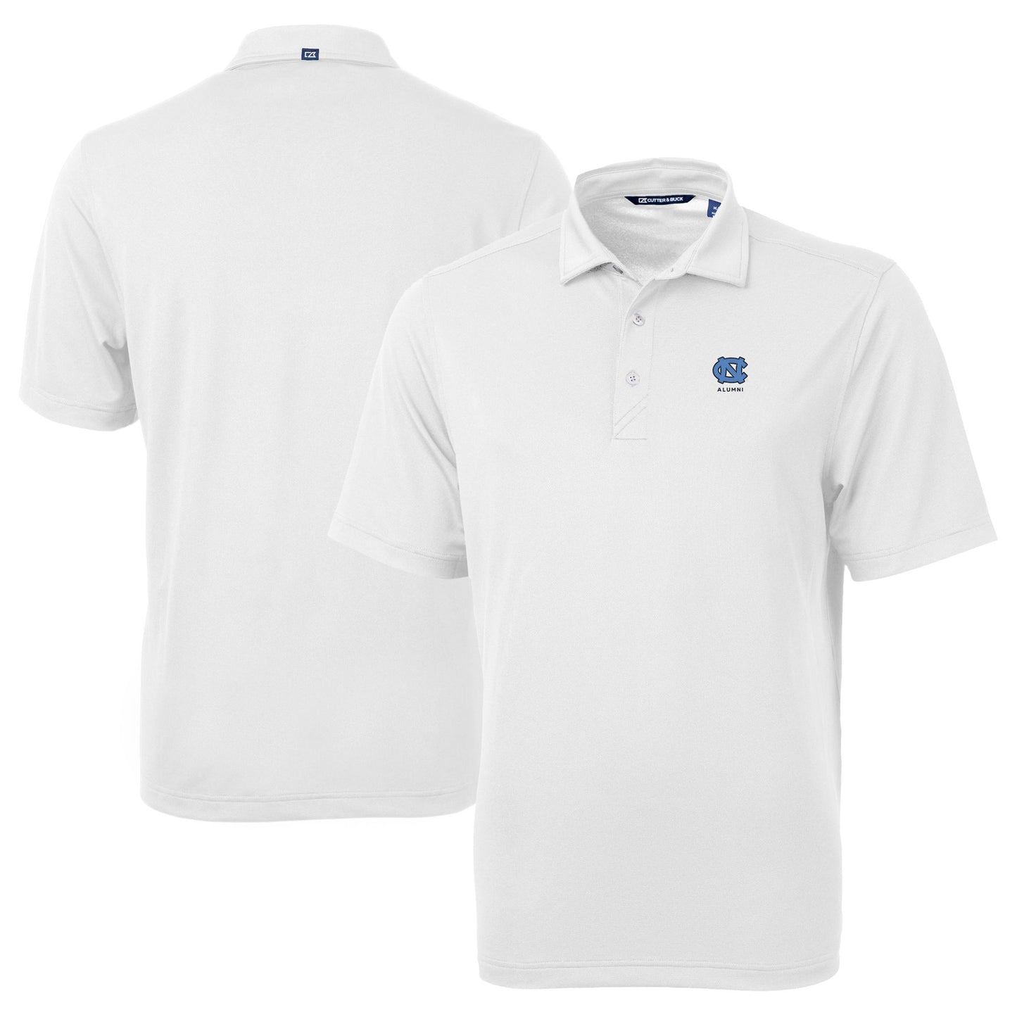 Men's Cutter & Buck White North Carolina Tar Heels Alumni Logo Virtue Eco Pique Recycled Polo