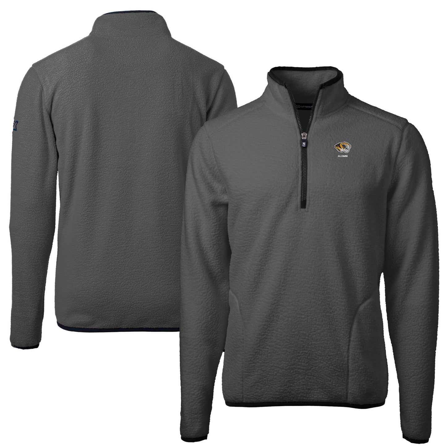 Men's Cutter & Buck Gray Missouri Tigers Cascade Eco Sherpa Fleece Quarter-Zip Pullover Jacket