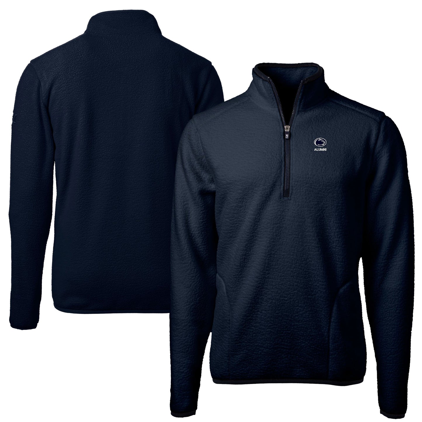 Men's Cutter & Buck Navy Penn State Nittany Lions Alumni Logo Cascade Eco Sherpa Fleece Quarter-Zip Pullover Jacket