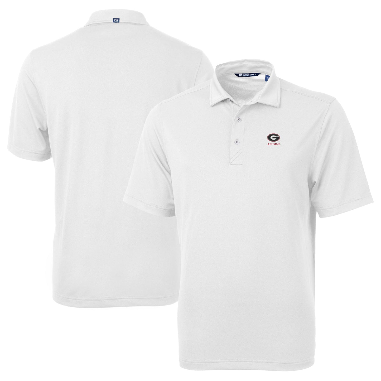Men's Cutter & Buck White Georgia Bulldogs Alumni Logo Virtue Eco Pique Recycled Polo