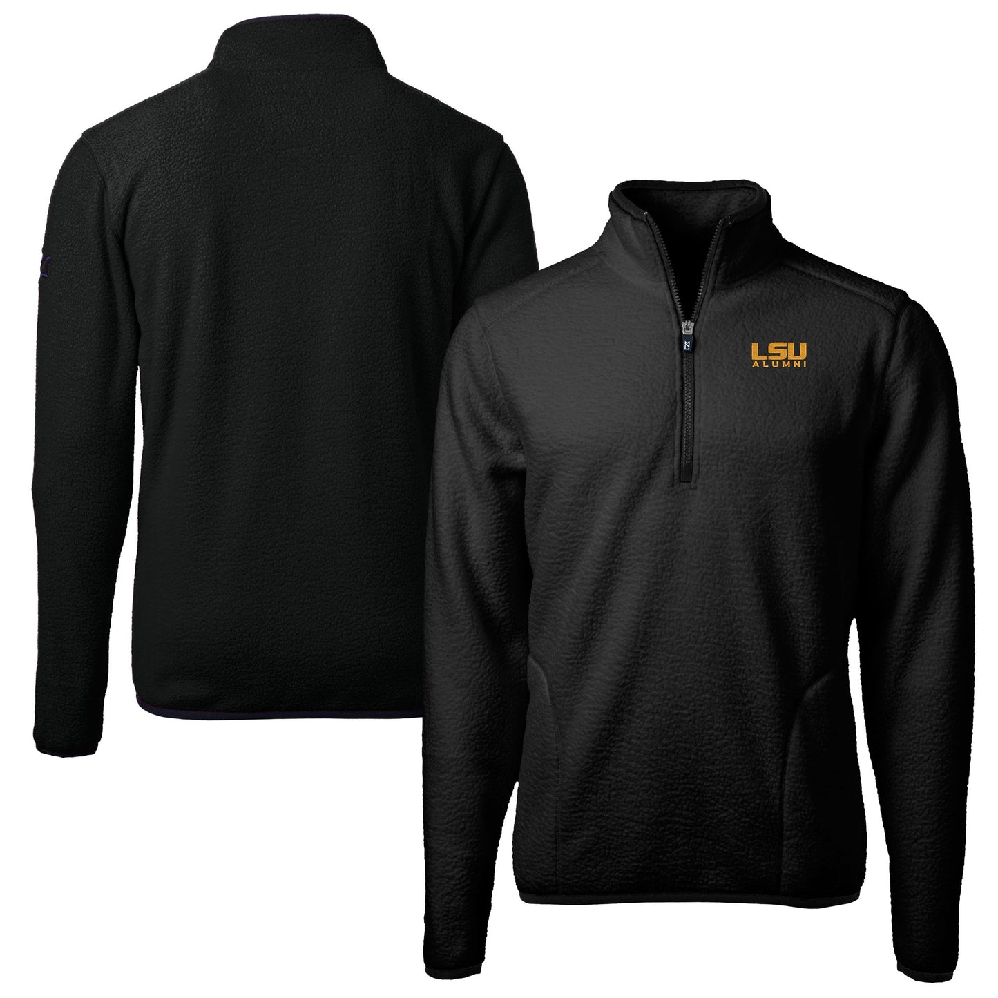 Men's Cutter & Buck Black LSU Tigers Alumni Logo Cascade Eco Sherpa Fleece Quarter-Zip Pullover Jacket