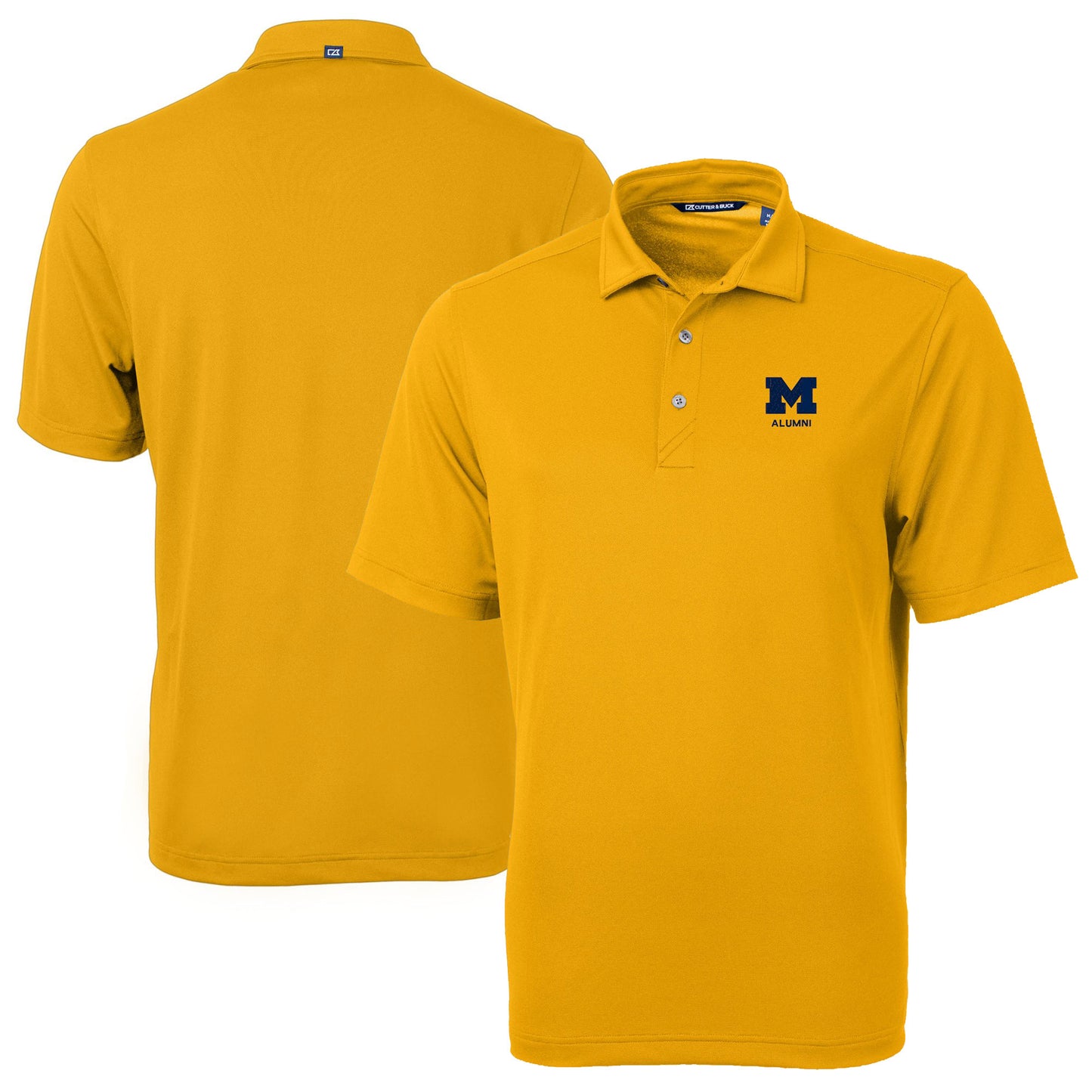 Men's Cutter & Buck Maize Michigan Wolverines Alumni Logo Virtue Eco Pique Recycled Polo