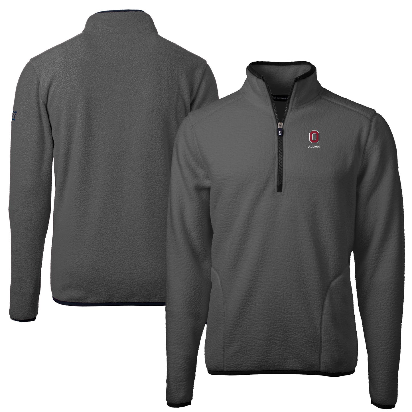 Men's Cutter & Buck Gray Ohio State Buckeyes Alumni Logo Cascade Eco Sherpa Fleece Quarter-Zip Pullover Jacket