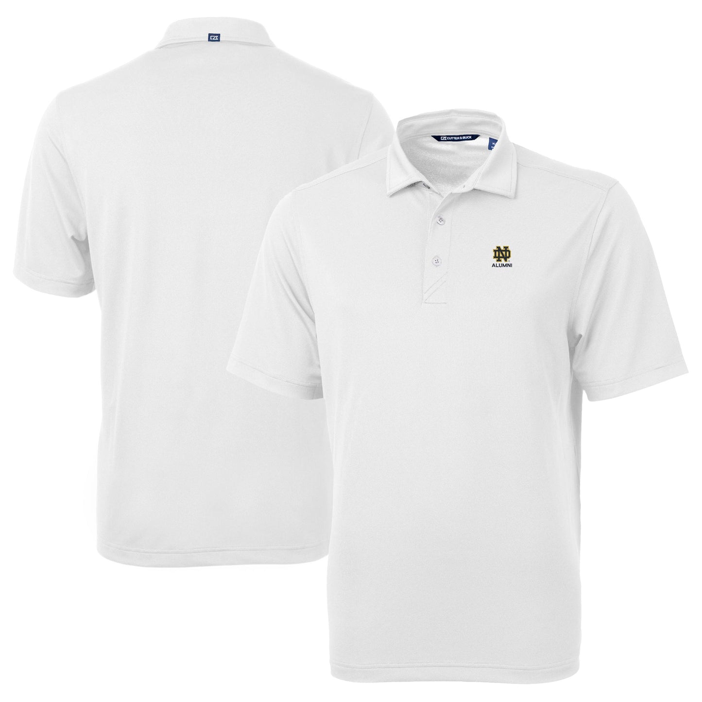 Men's Cutter & Buck White Notre Dame Fighting Irish Alumni Logo Virtue Eco Pique Recycled Polo
