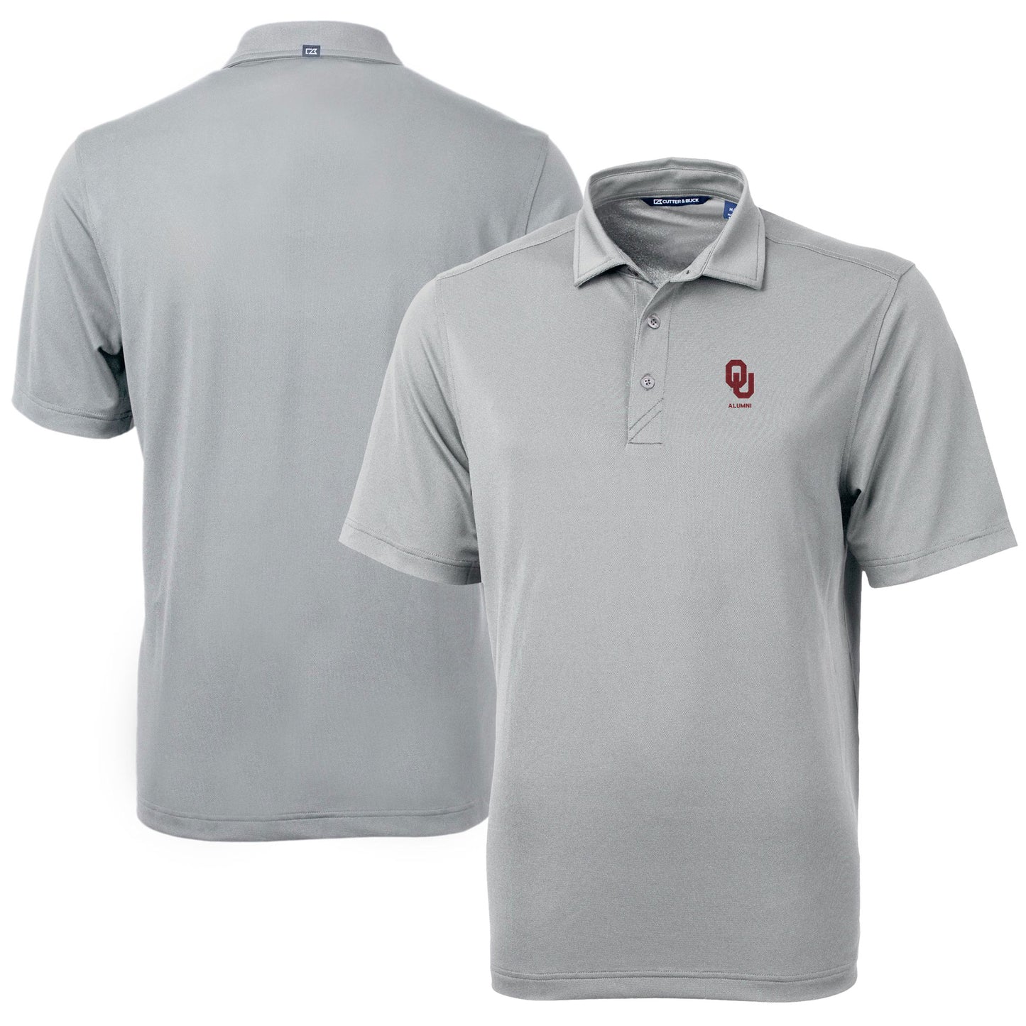 Men's Cutter & Buck Gray Oklahoma Sooners Alumni Logo Virtue Eco Pique Recycled Polo